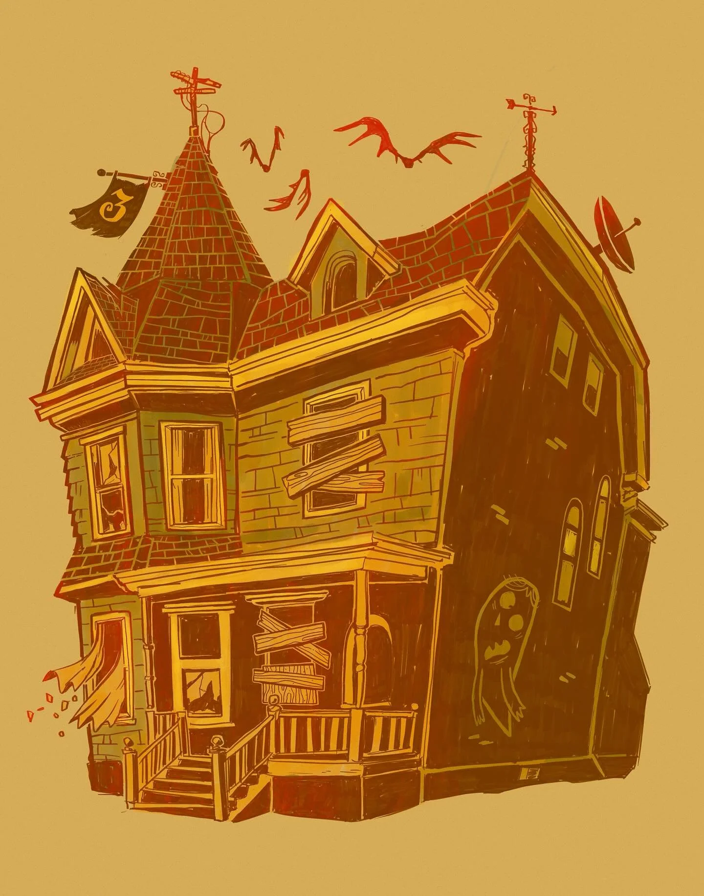 Despite it being day 6 of October...here's day 3's prompt for @retrosupply #frightfall2025 prompt list! Based it on a heritage house in the south end!

#halloween2025 #halloweendrawing #hauntedhouse #halifaxns #halifaxnoise