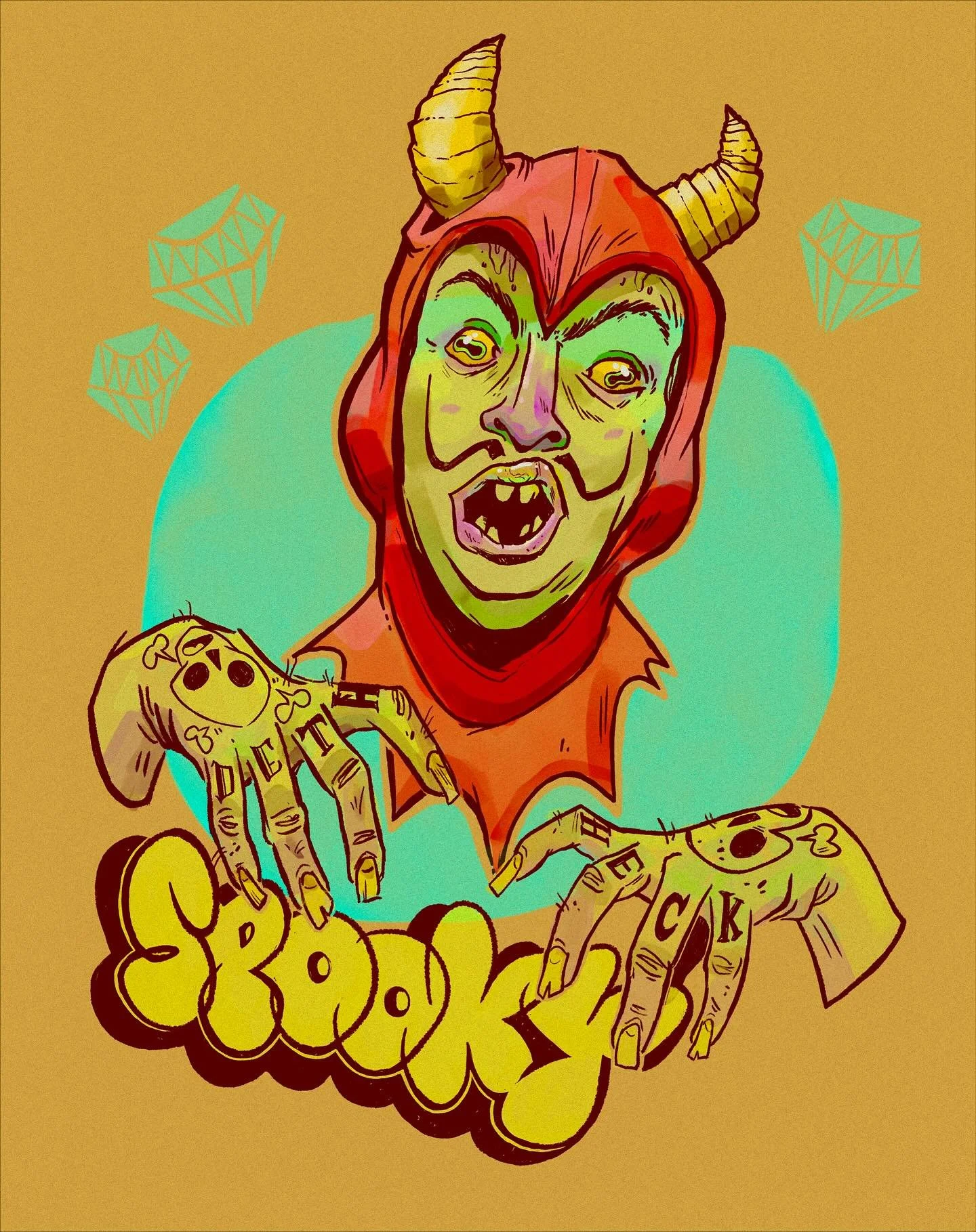 It's gonna take me until January to actually finish @retrosupply #frightfall2025 prompts. But here's October 3rd's entry on October 14th SPOoOoOKY

Thought process here was &quot;who would we not be surprised to find out is actually Satan&quot; and S
