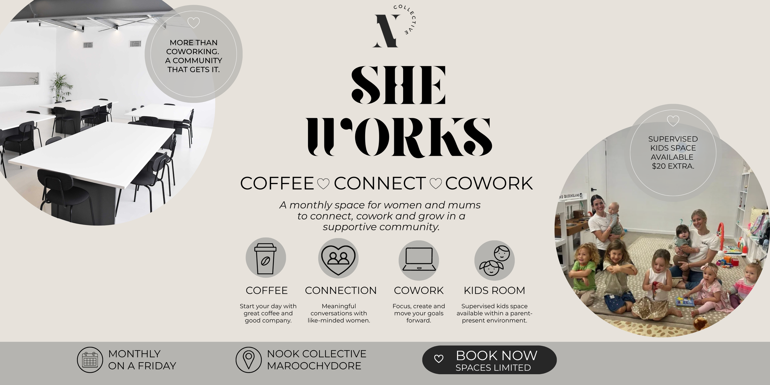 She Works | Coffee • Connection • Cowork | 