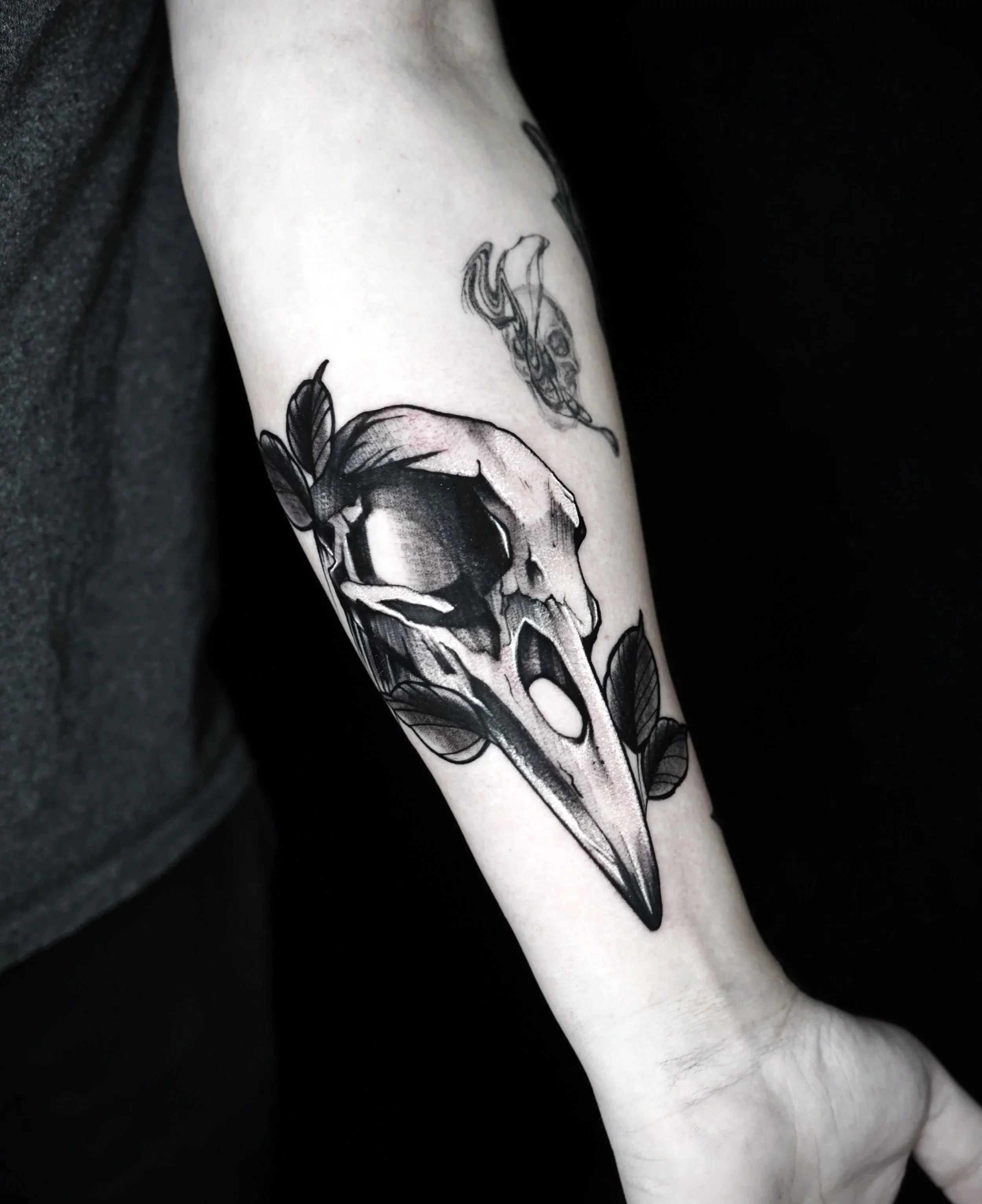 Raven Skull Dark Work Tattoo