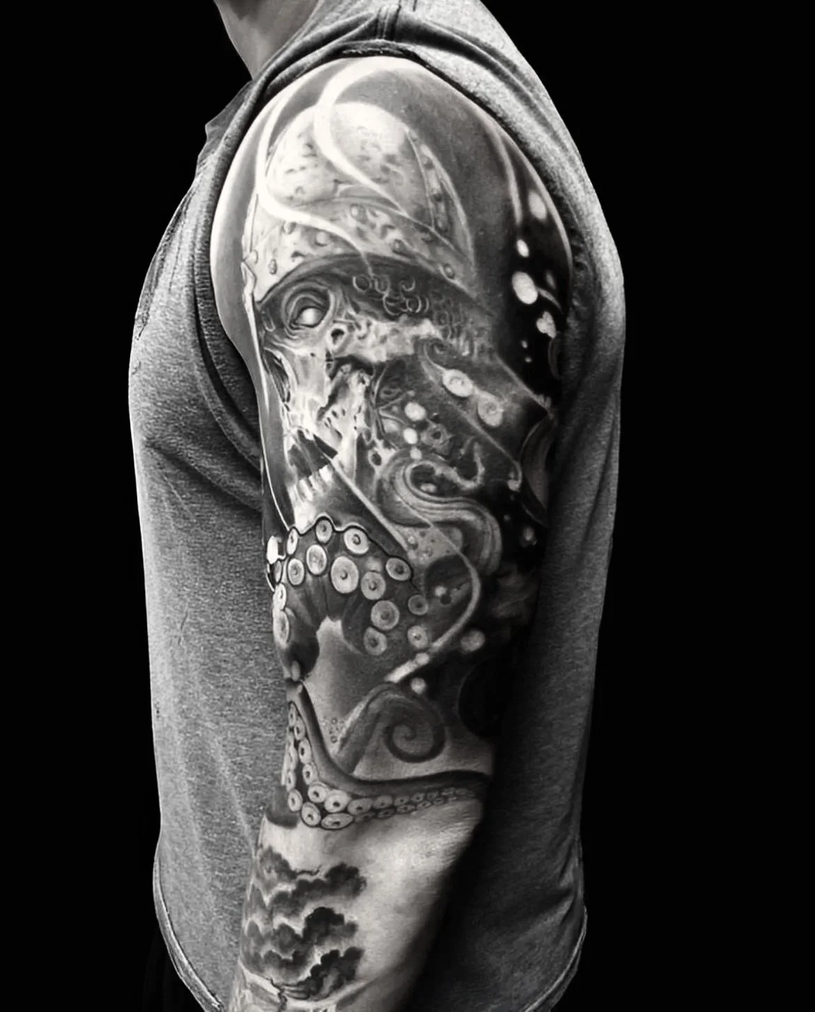 Underwater Black and Grey Realism Piece 