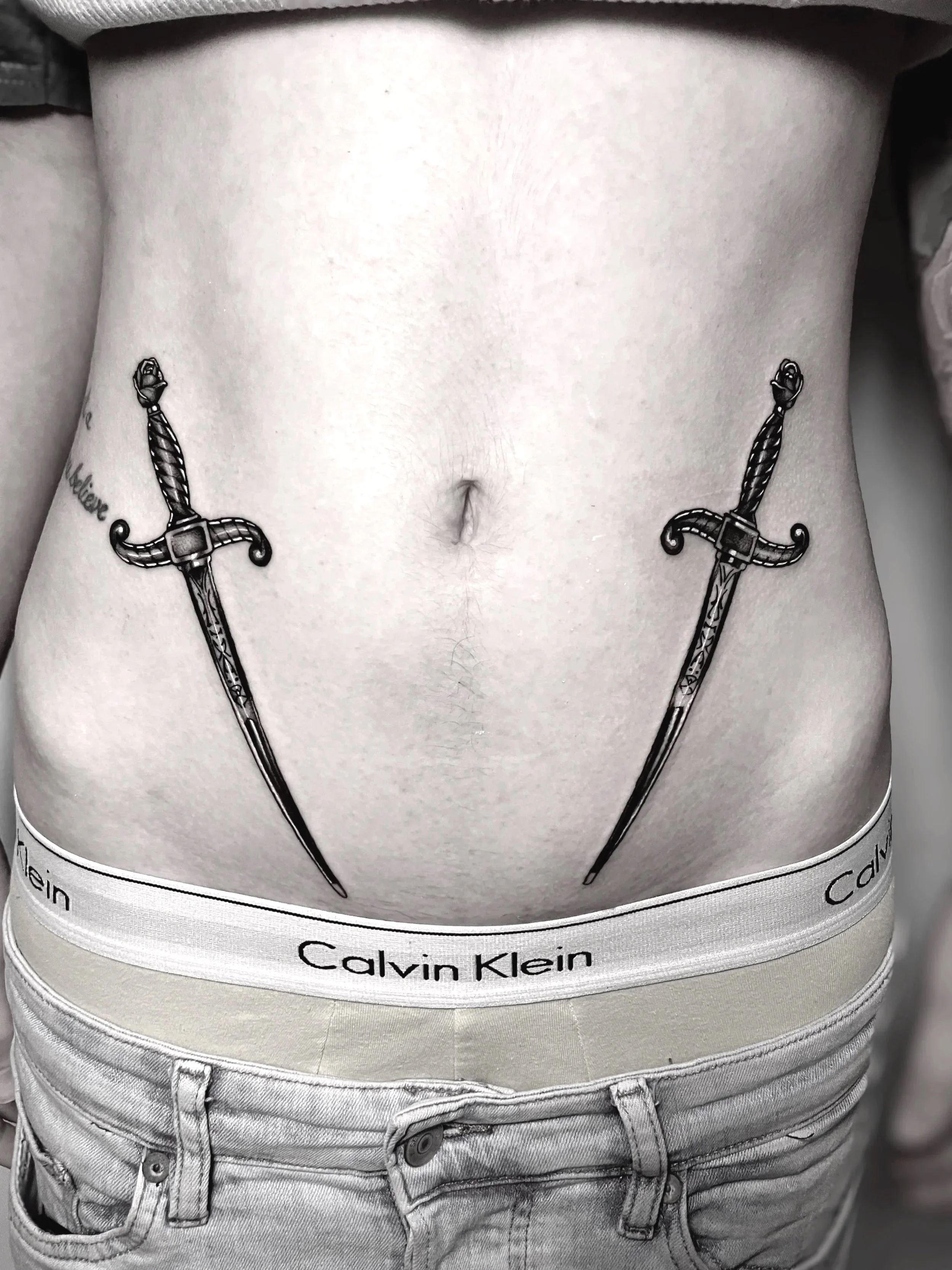 Swords Black and Grey Tattoo