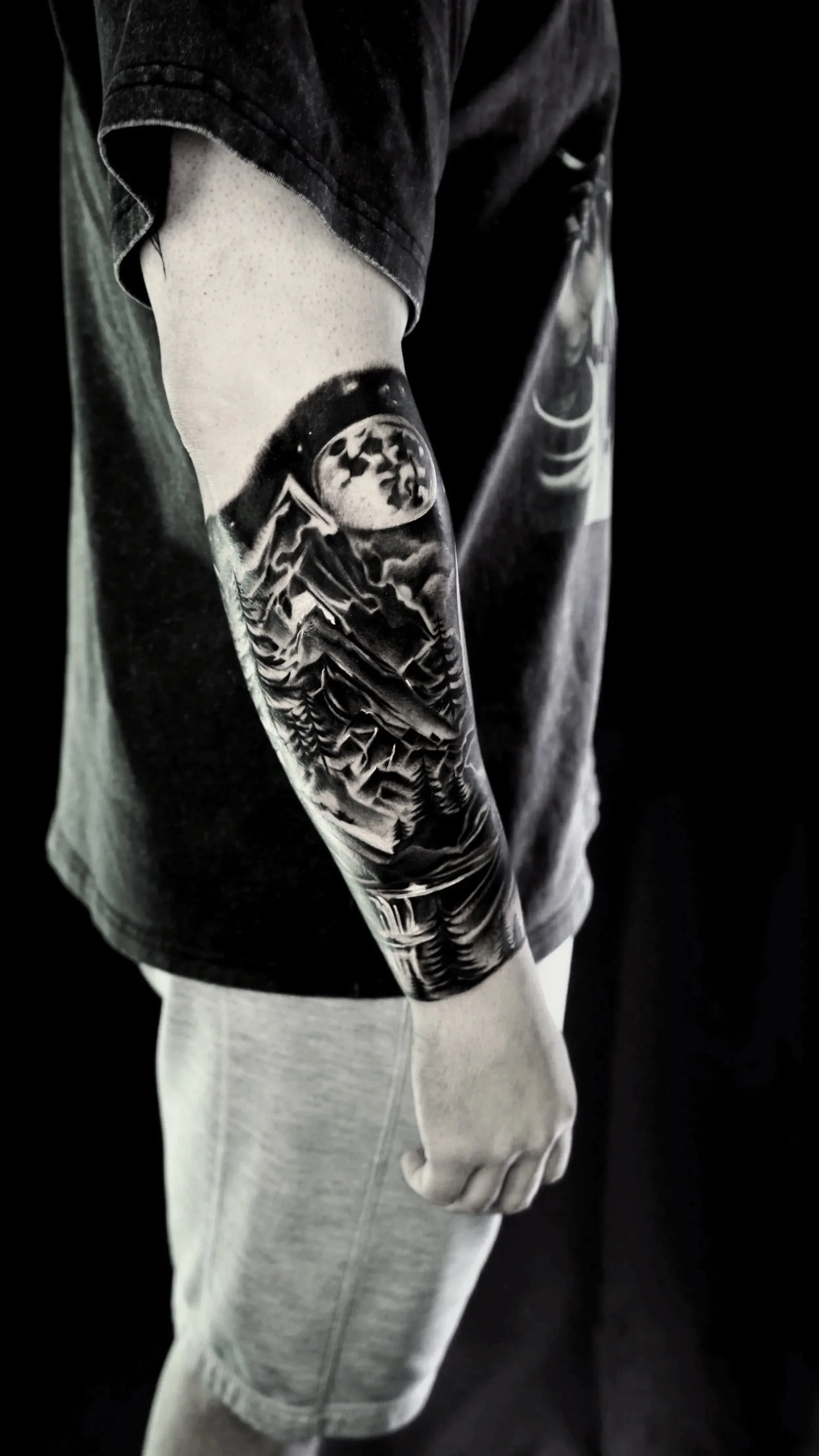 Landscape Black and Grey Forearm piece
