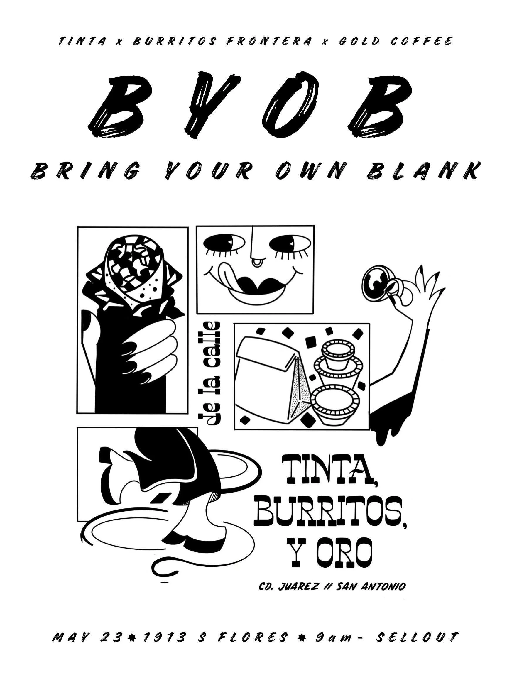 Ya tuuu sabes! S&Aacute;BADO GIGANTE con @losburritosfrontera y @sanantoniogold 5/23 9AM-SELLOUT! 

Bring your own blank tee shirt or tote + this design + burritos + coffee = done ✅ 

Tell me I&rsquo;m wrong 😇