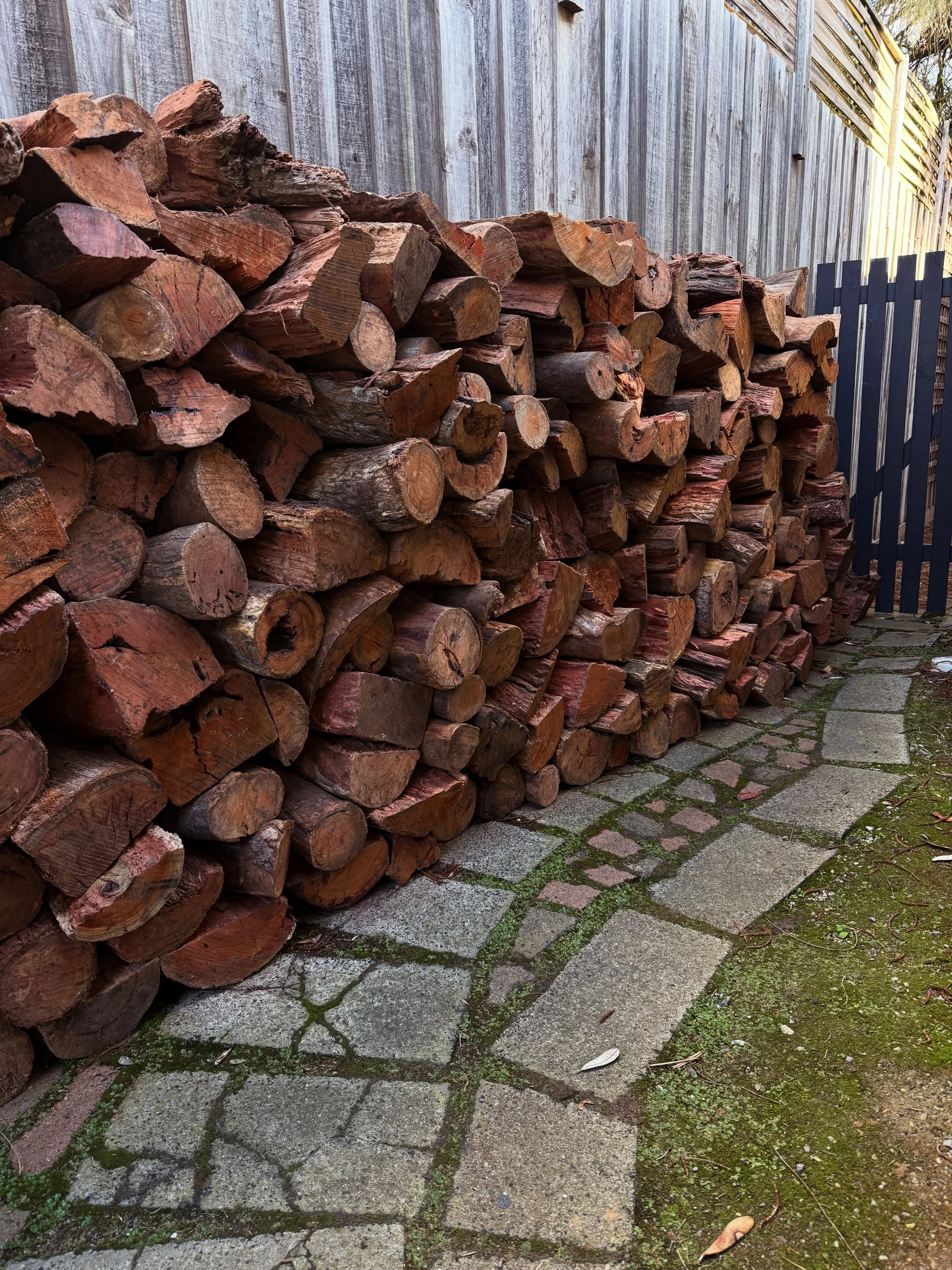 Paid a fortune for red gum firewood. and more to bribe kids to help me stack it but it&rsquo;s all worth it in the end.