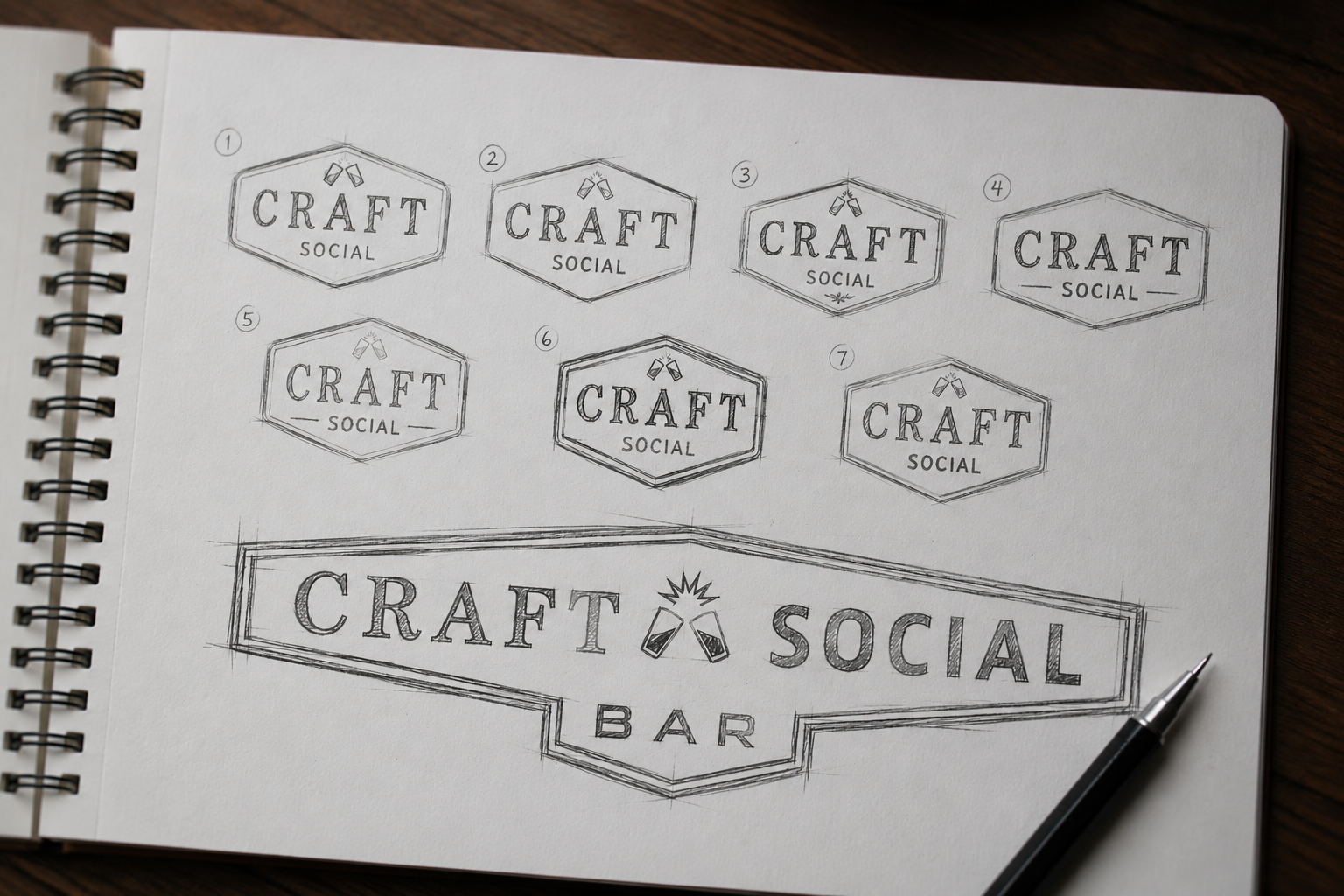 Craft Social Sketches, logo concepts.