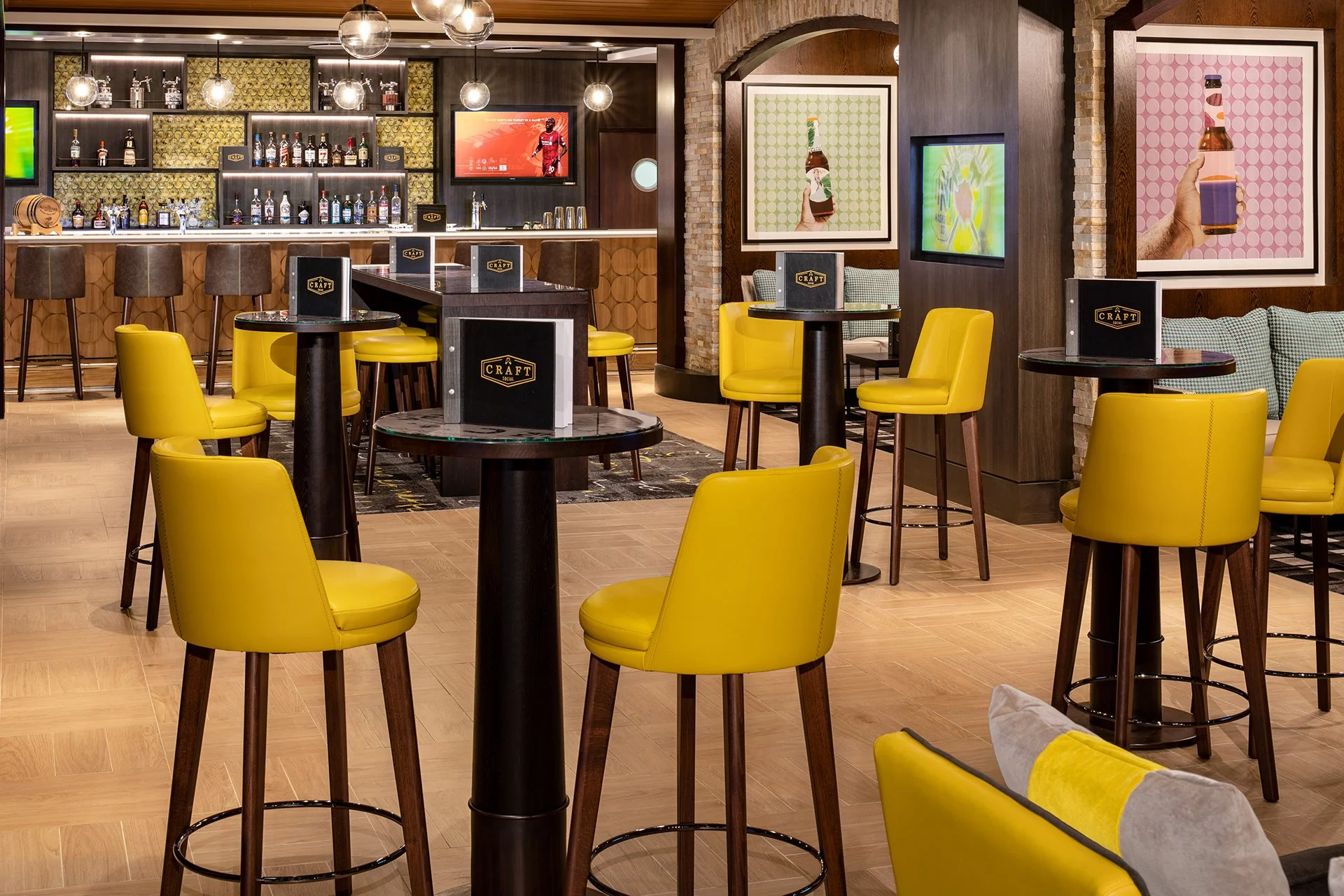 In-venue signage: brand applied in the physical bar environment