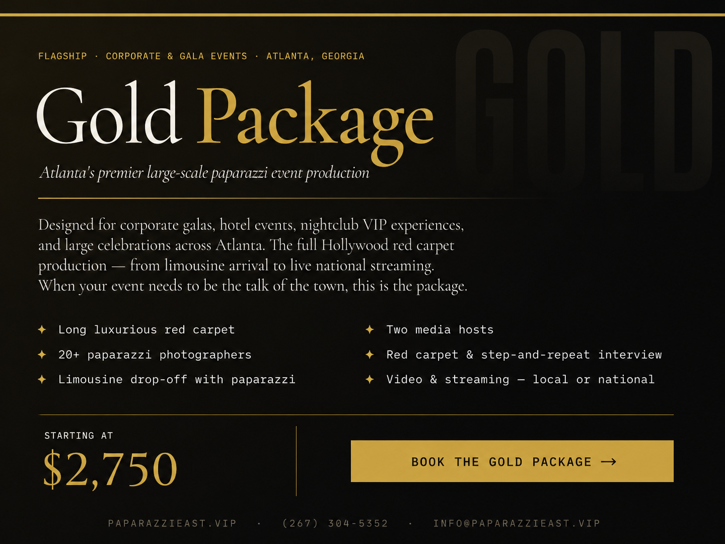 Gold Package — Corporate & Gala Events