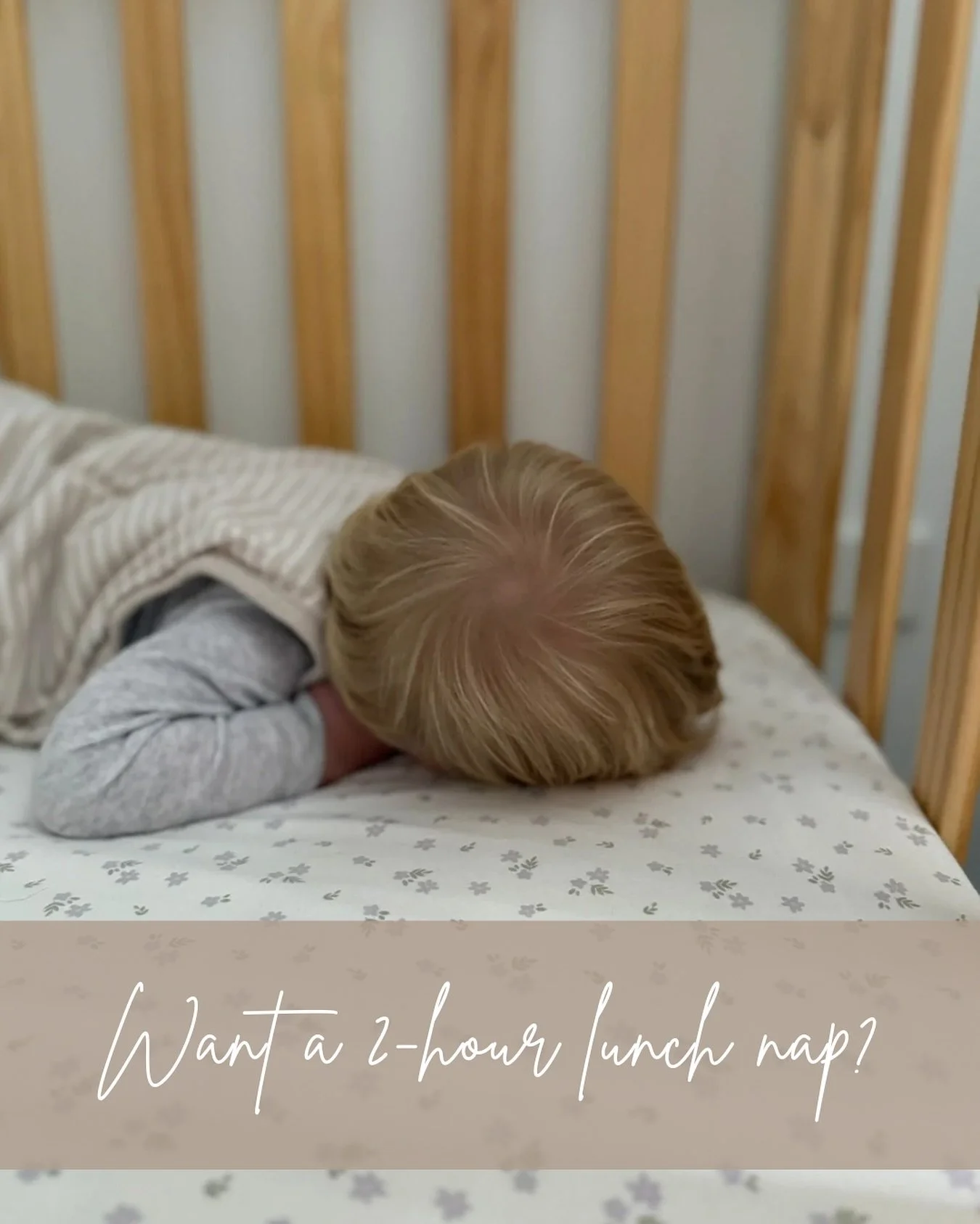 Is your baby between 6&ndash;8 months? 💭
Struggling to consolidate their lunch time nap?

That afternoon nap might be the problem. At this age, the third nap can actually take away the sleep pressure needed to support a long, restorative lunchtime n
