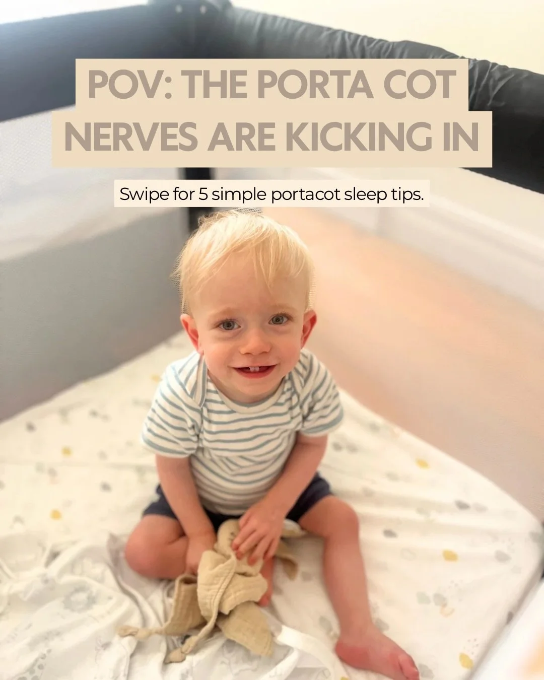 HOLIDAY SLEEP&rsquo;N ☀️ 

I know many of you can feel a little nervous about heading away for the holidays, not knowing how your baby will sleep in a porta cot for the first time. 

Here are some tips and tricks to help you both ease into this chang