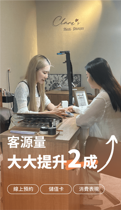 客立樂線上預約應用示意圖，協助美甲店提升客源量與來客數