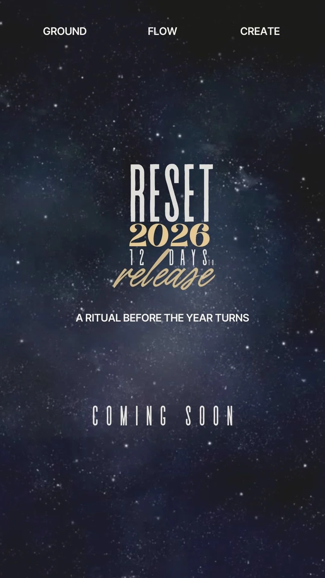 RESET 2026 — Day 0 cover from Munaray. A short guided audio + journaling ritual to reset before the new year, with cosmic visual identity