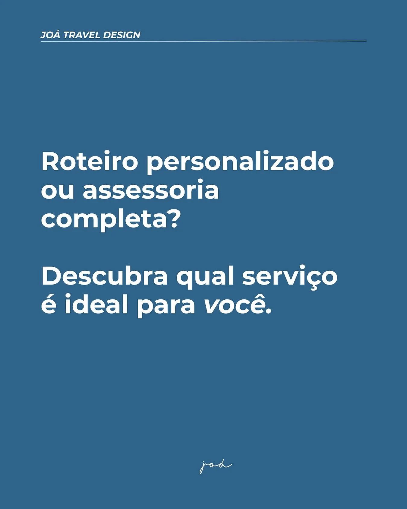 Viajar pode ser simples ou um verdadeiro quebra-cabe&ccedil;a 😬

🔹 Roteiro Personalizado: voc&ecirc; recebe um mapa de dicas, experi&ecirc;ncias e recomenda&ccedil;&otilde;es feitas sob medida, mas quem define o ritmo da viagem &eacute; voc&ecirc;.