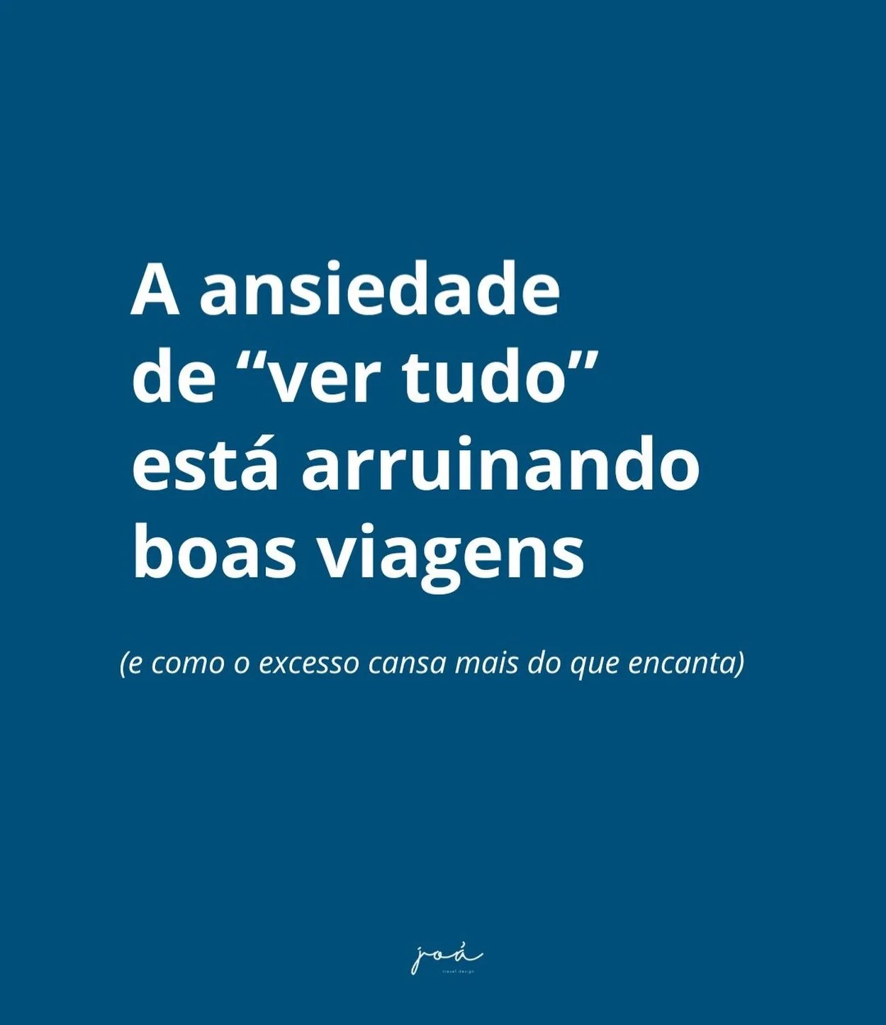 Existe uma ideia silenciosa de que uma viagem s&oacute; &ldquo;vale a pena&rdquo; se tudo for visto, marcado, registrado. Como se o destino fosse uma lista de tarefas e n&atilde;o um lugar para ser vivido.

O excesso cansa mais do que encanta.
Trocar