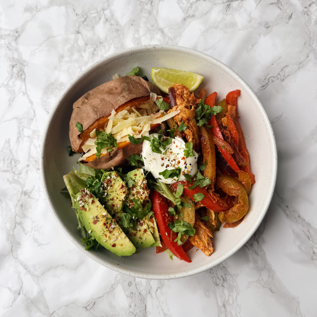 Chicken Fajita Baked Sweet Potato