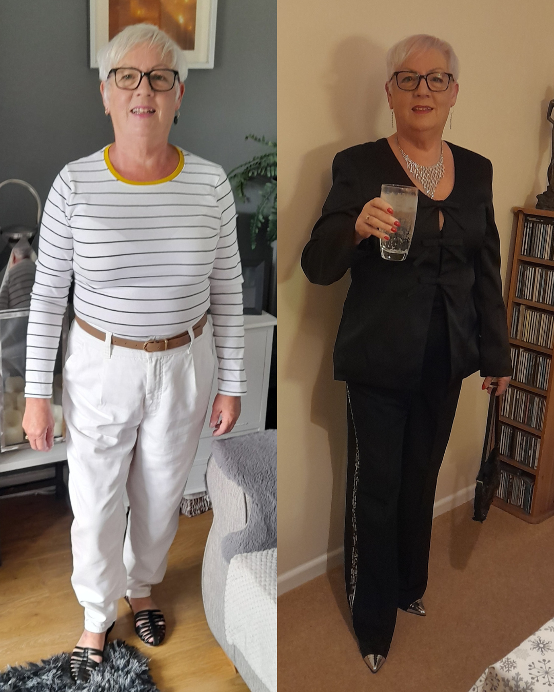 Side by side testimonial before and after picture. Results with help from the Weight Loss Academy.