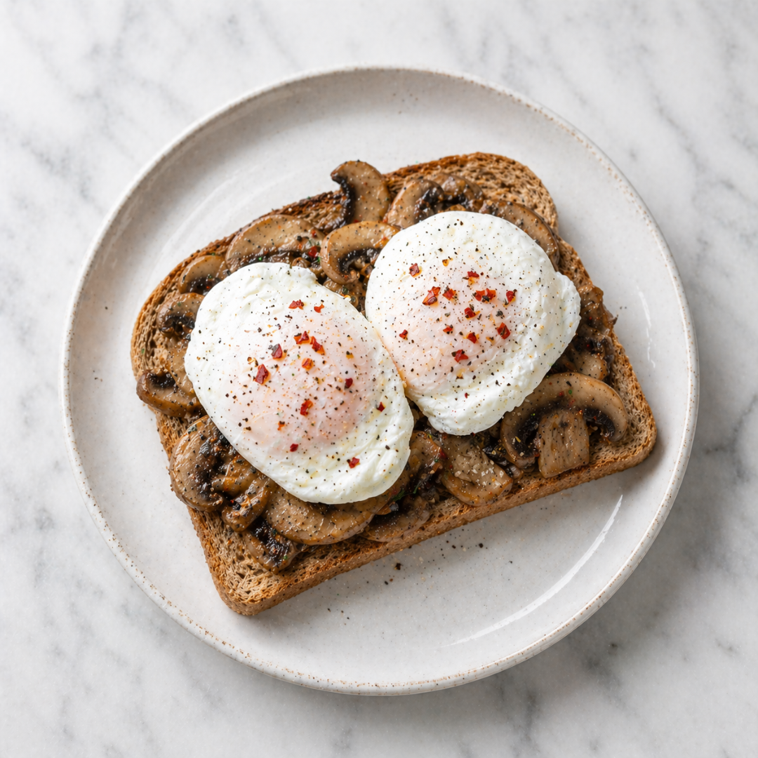 Poached Eggs, Mushroom + Toast