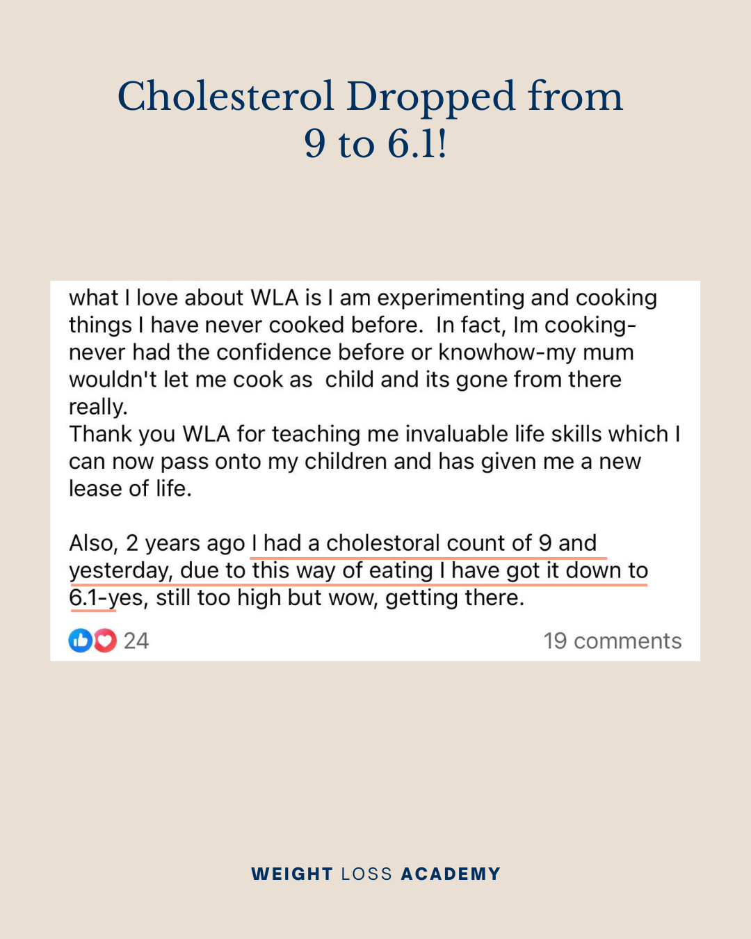 21 Day Reset - Written Testimonial - Cholesterol dropped from 9 to 6.1