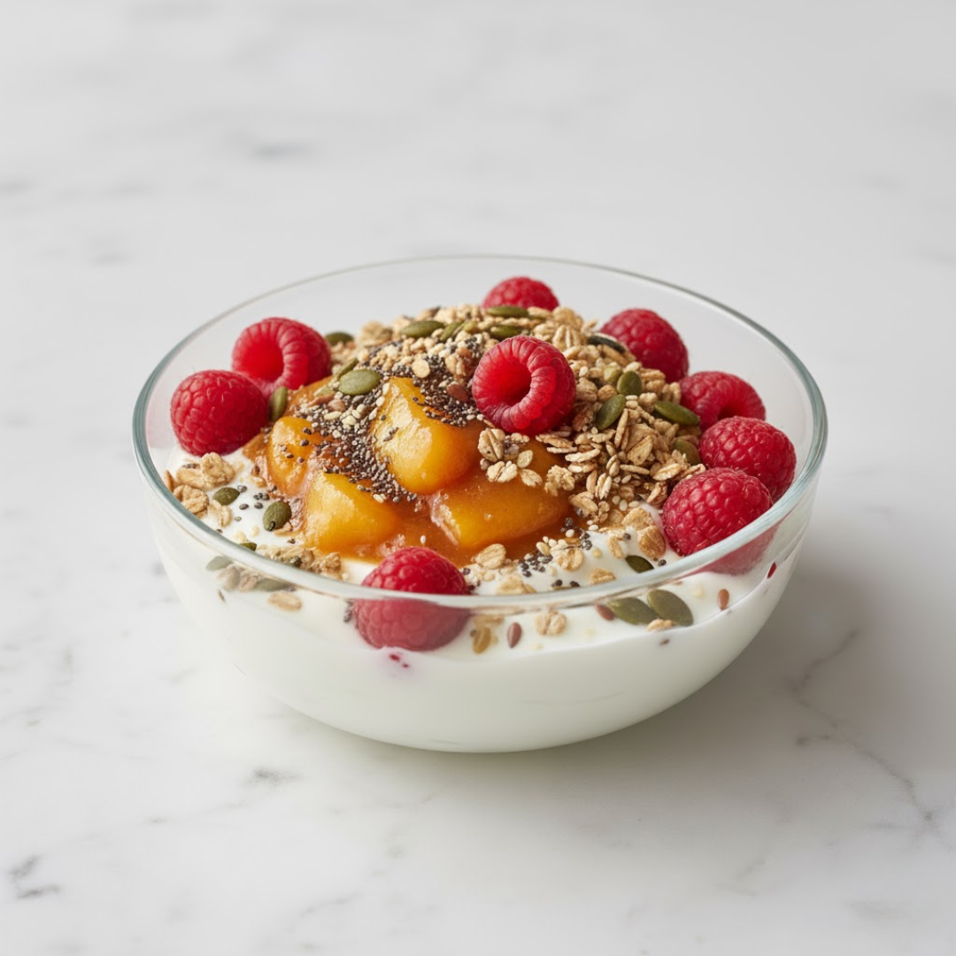 Peach Compote &amp; Yoghurt Bowl 