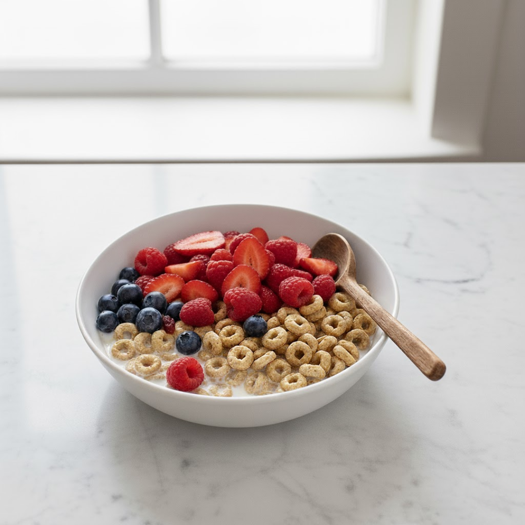 Multigrain Hoops Cereal + Fruit