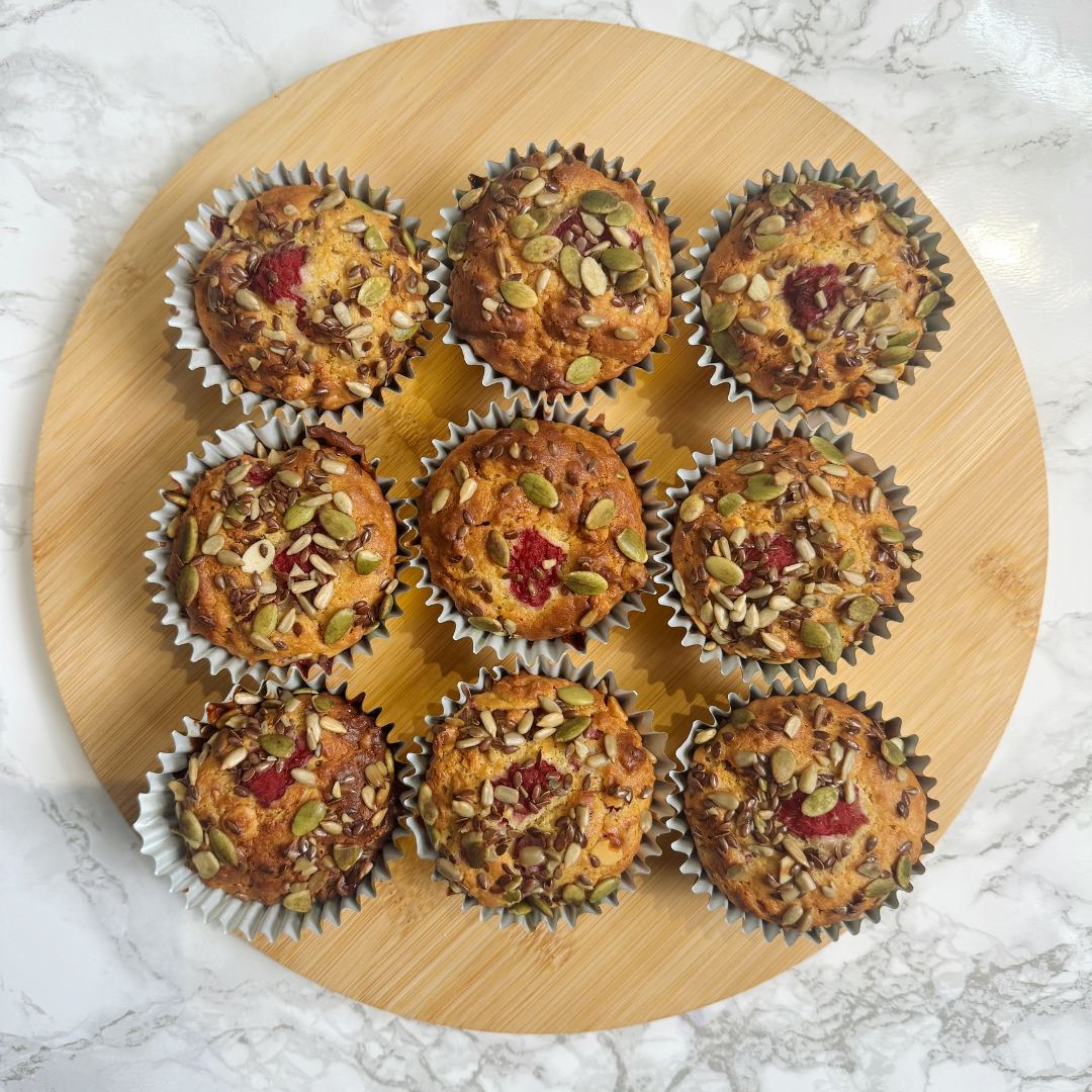 Raspberry + White Chocolate Muffins