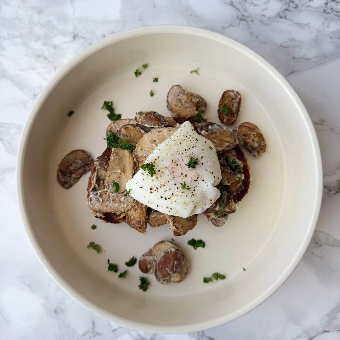 Poached Eggs + Mushrooms on Toast