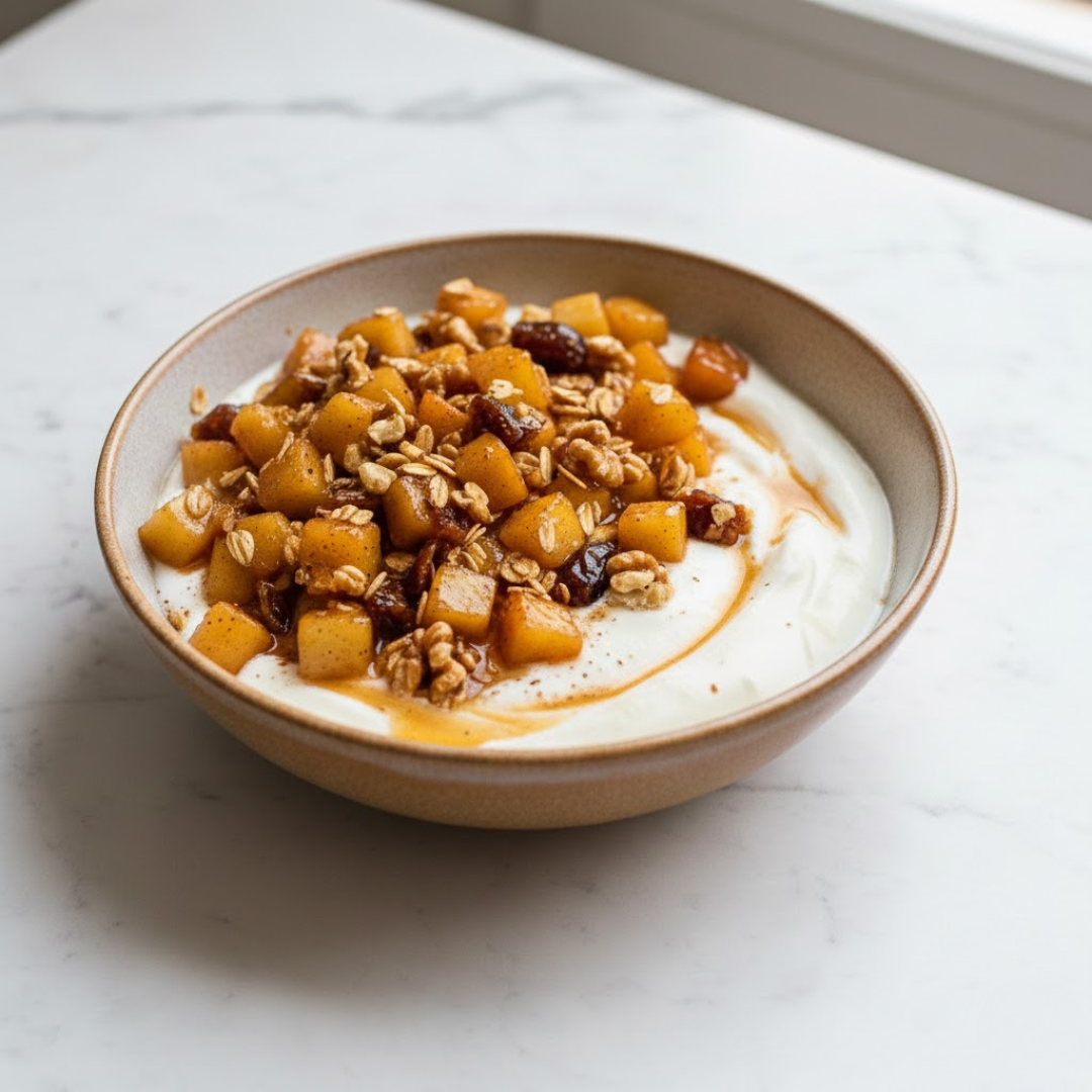 Sticky Apple + Date Yoghurt Bowl