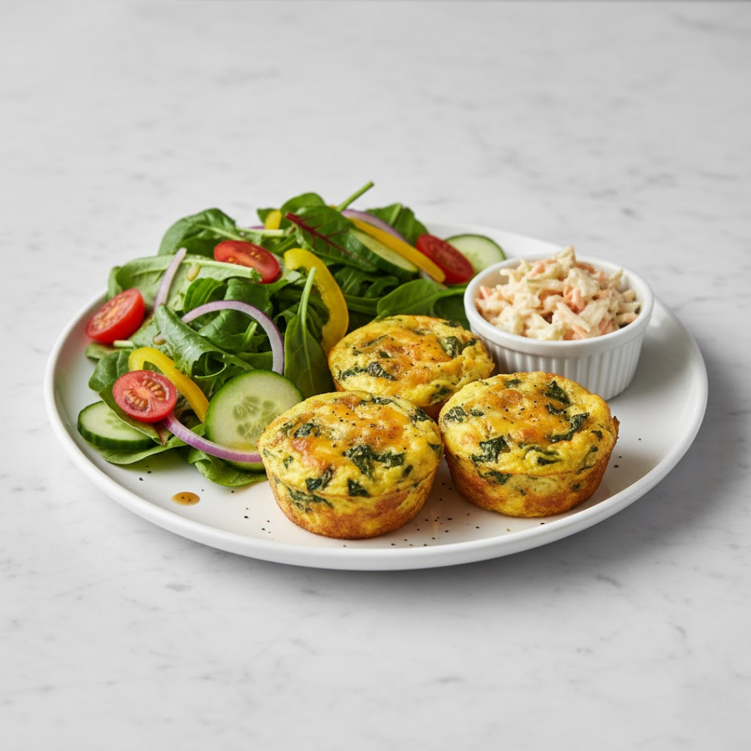 Spinach + Cheddar Egg Muffins (LC)