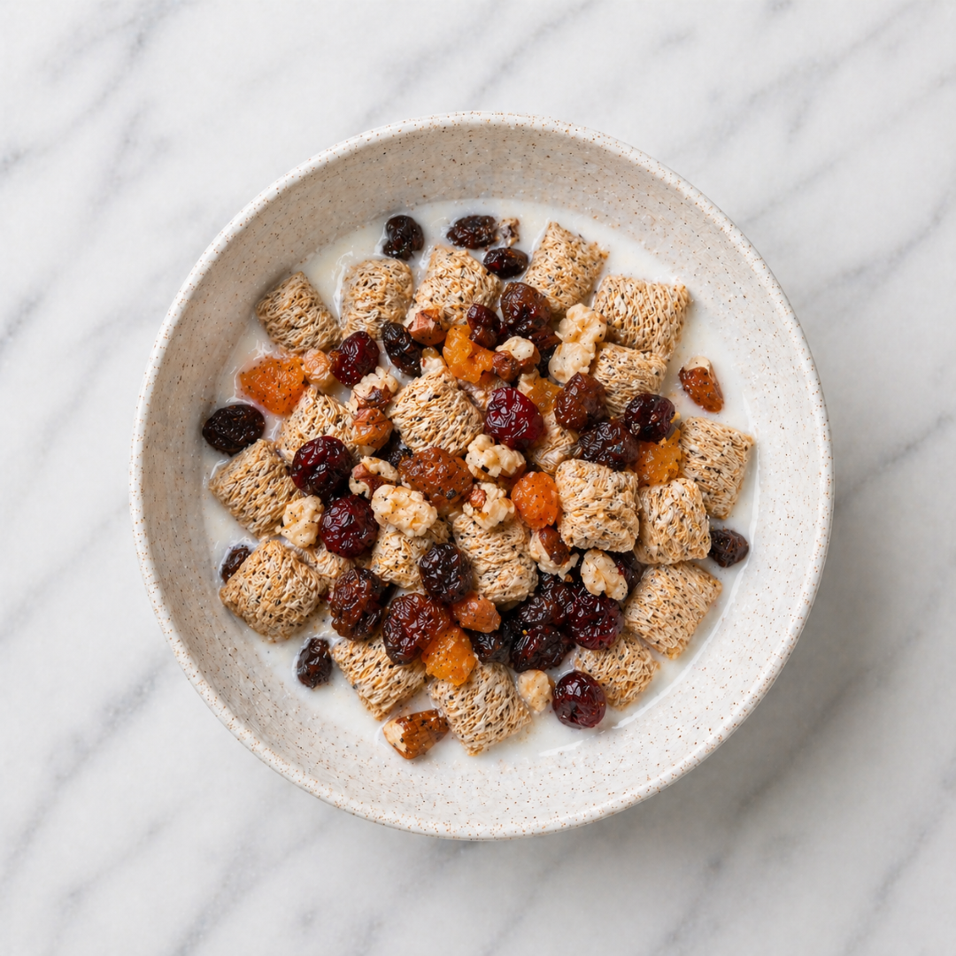 Shredded Wheat With Dried Fruit + Nuts