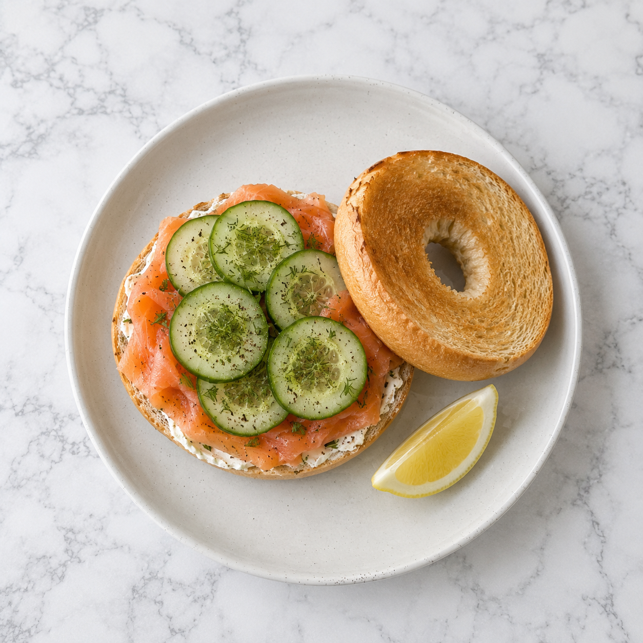 Bagel with Cream Cheese + Smoked Salmon
