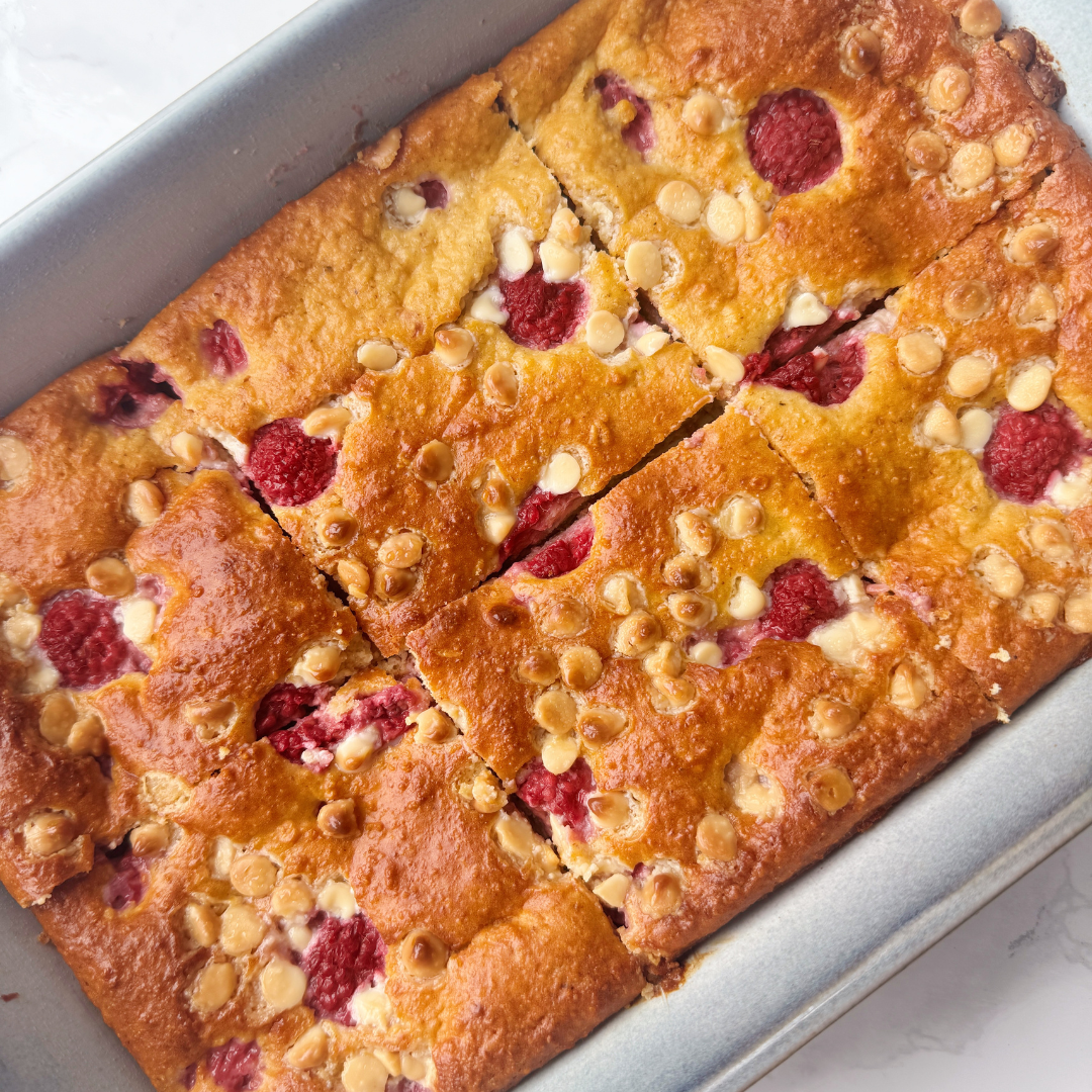 Raspberry and White Chocolate Baked Pancakes&nbsp;
