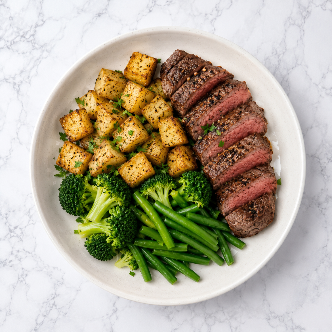 Peppered Steak and Garlic Potatoes (HC)