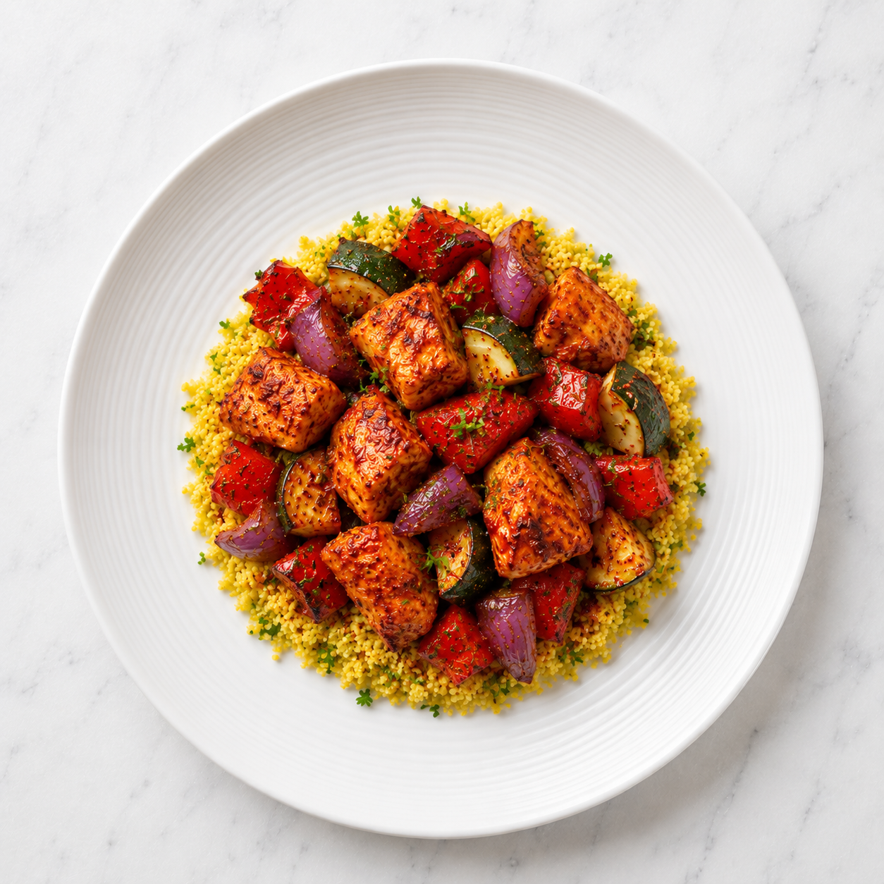 Harissa Chicken with Roast Veg + Couscous (MC)