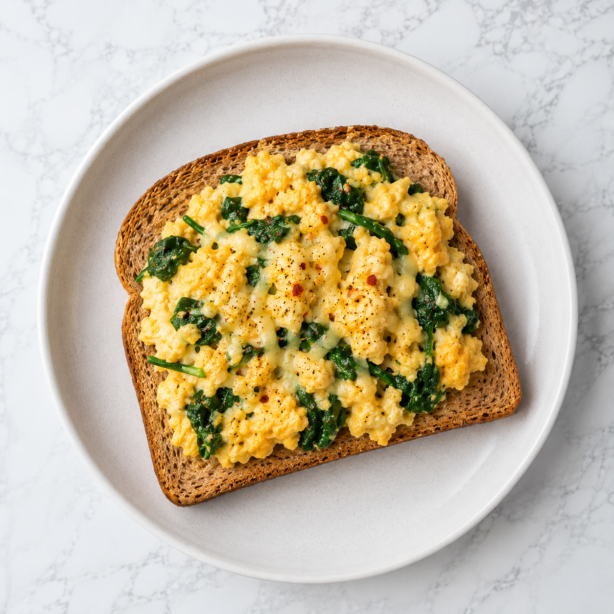 Scrambled Eggs with Spinach on Toast