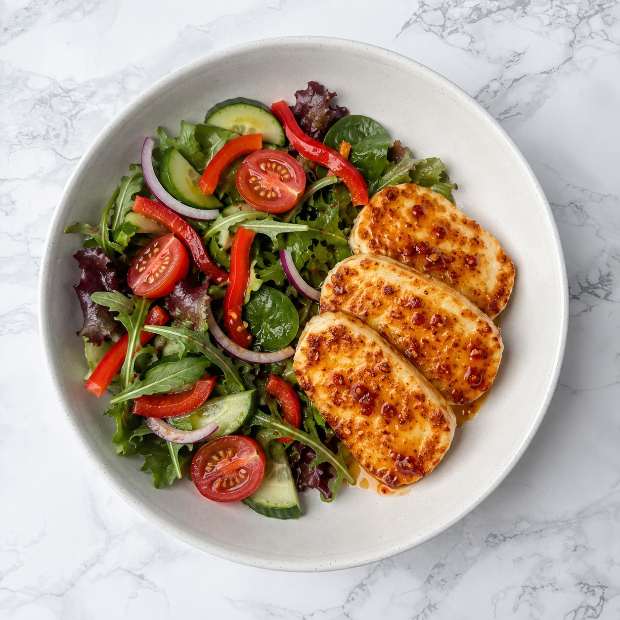 Hot Honey Halloumi + Salad (LC)
