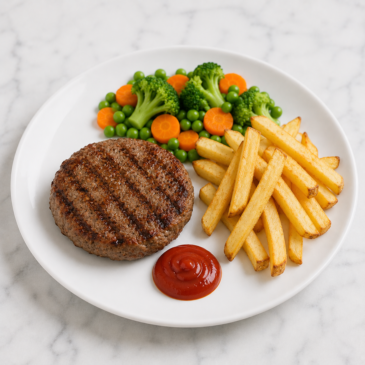 Burger, Chips + Veggies (HC)