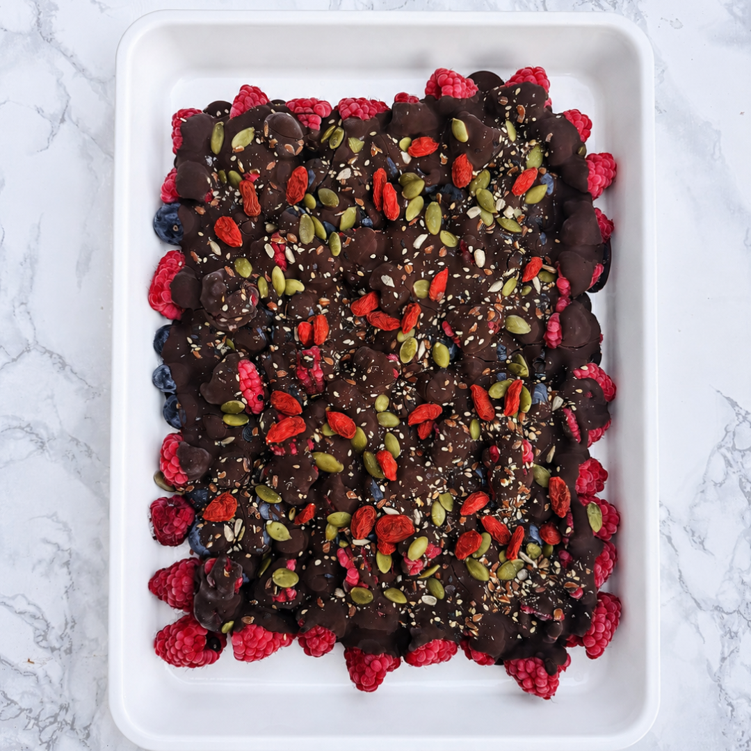 Frozen Chocolate Berry Crunch Bark