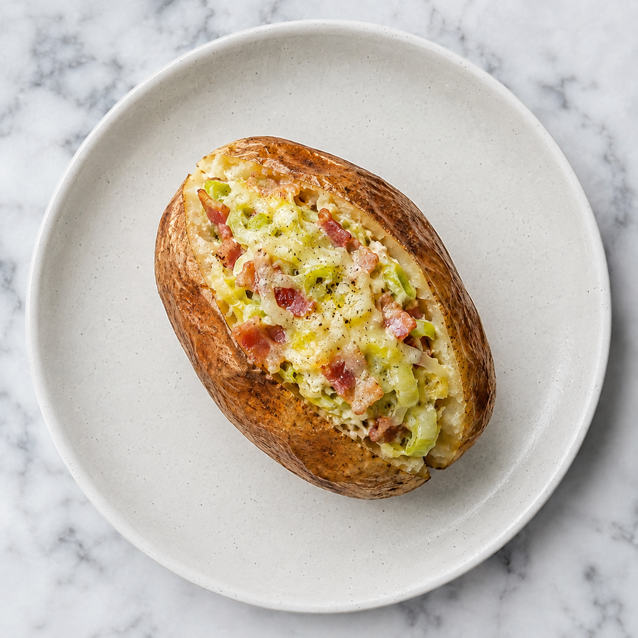Leek, Bacon, and Cheese Baked Potato (HC)