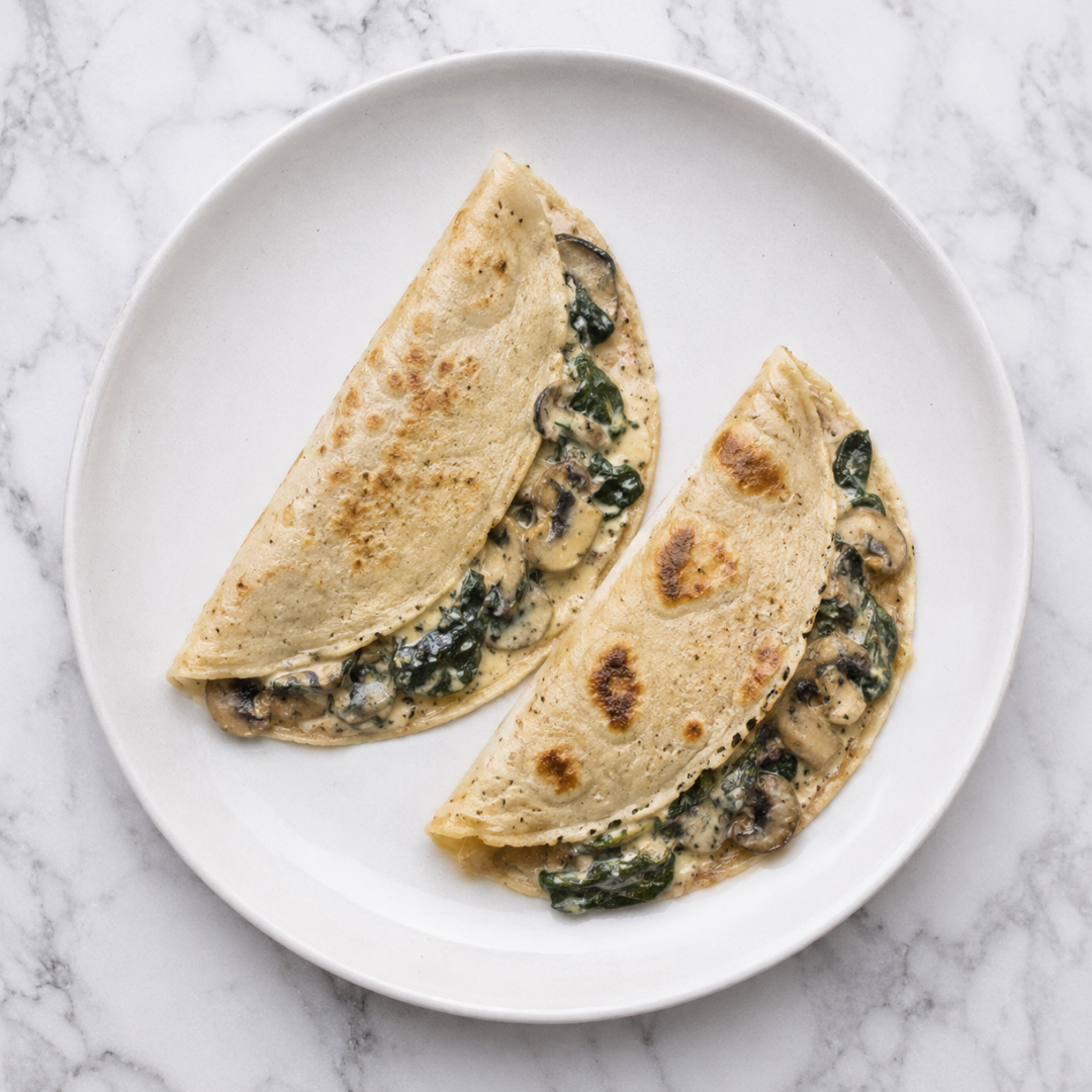 Savoury Mushroom and Spinach Pancakes