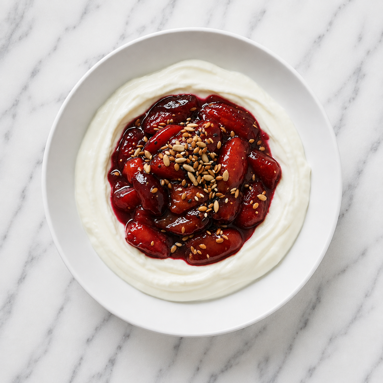 Plum &amp; Tahini Yoghurt Bowl