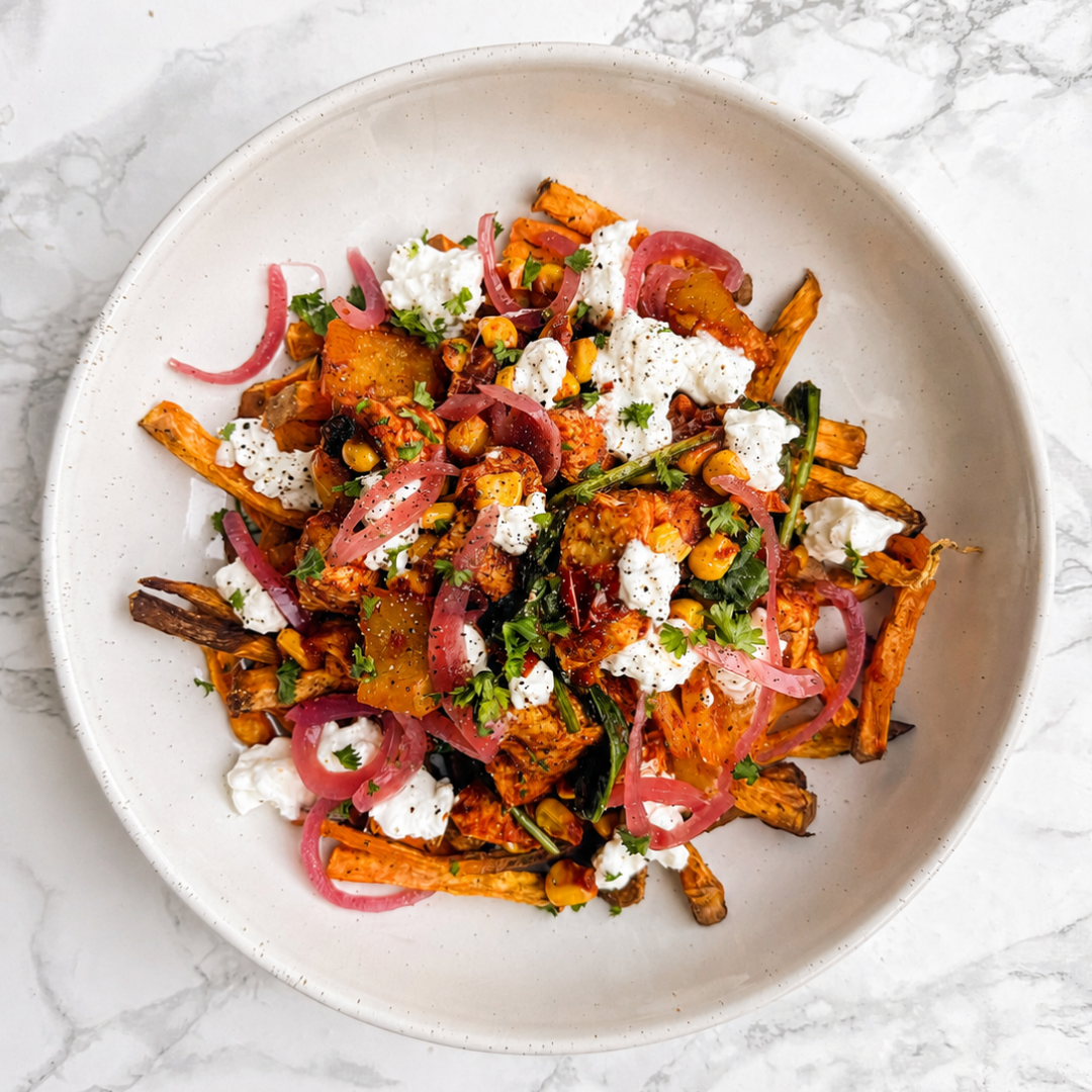 Harissa Chicken Loaded Sweet Potato Fries (HC)