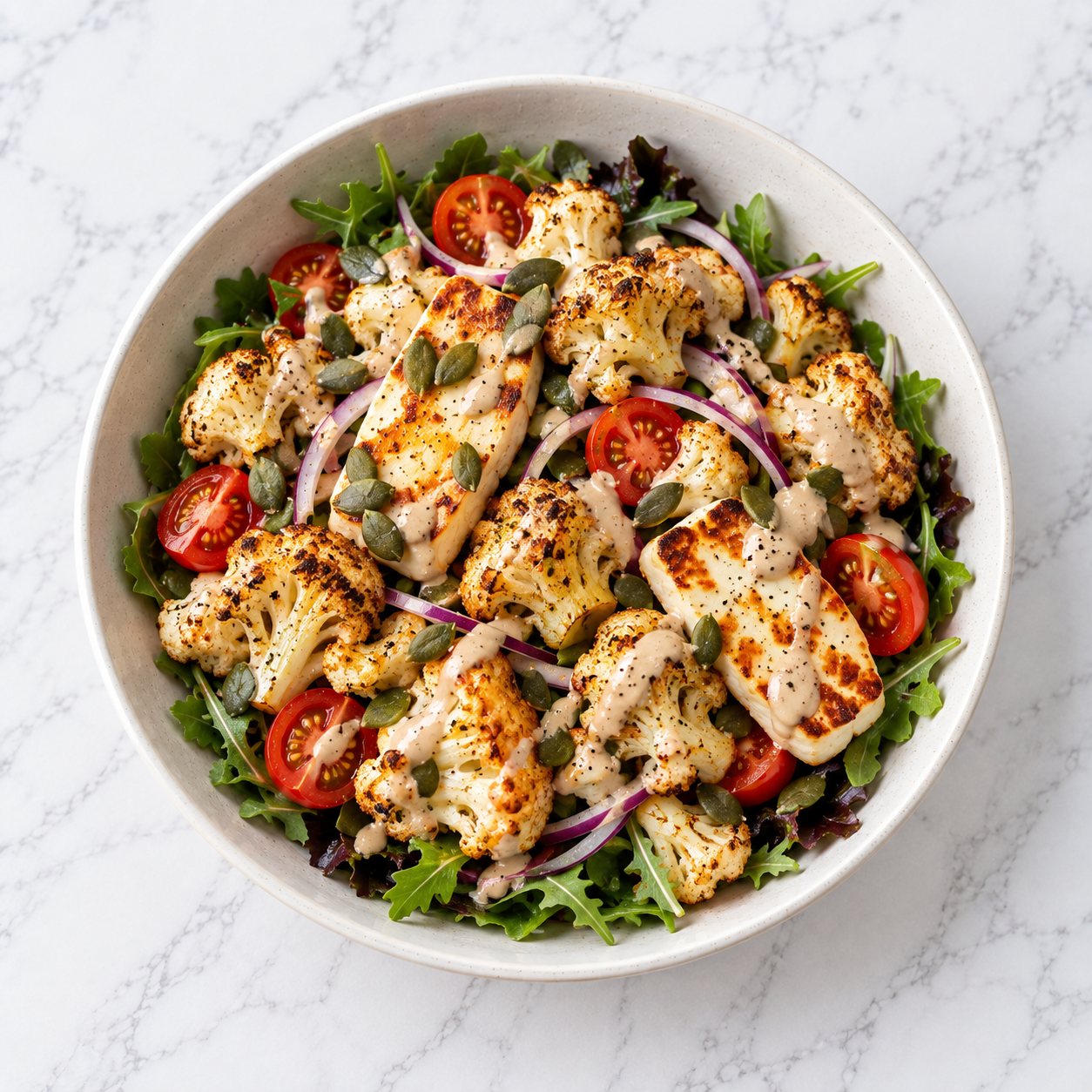 Cauliflower, Tahini And Halloumi Salad (LC)