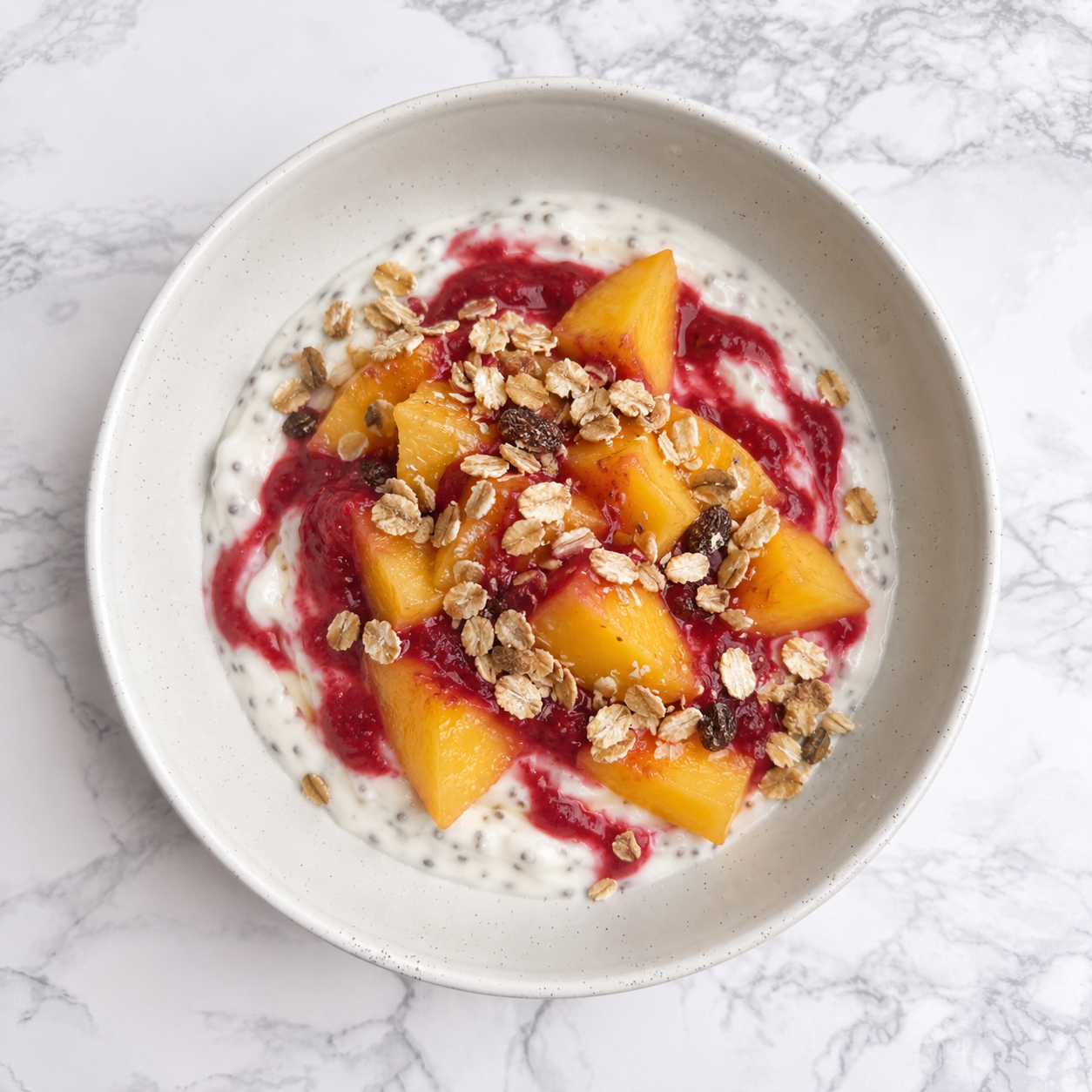 Peach Melba Pudding