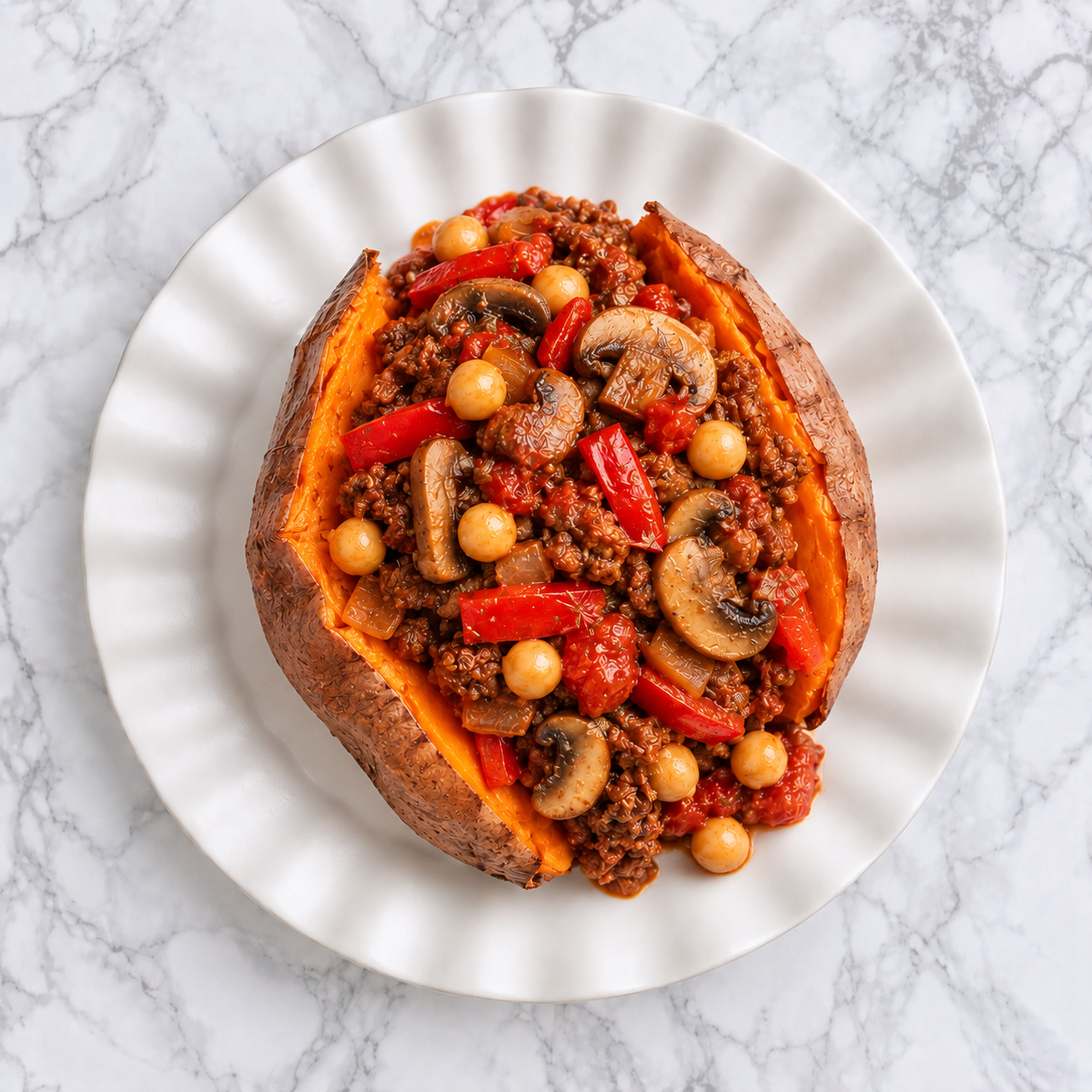 Moroccan Mince Stuffed Sweet Potato (HC)