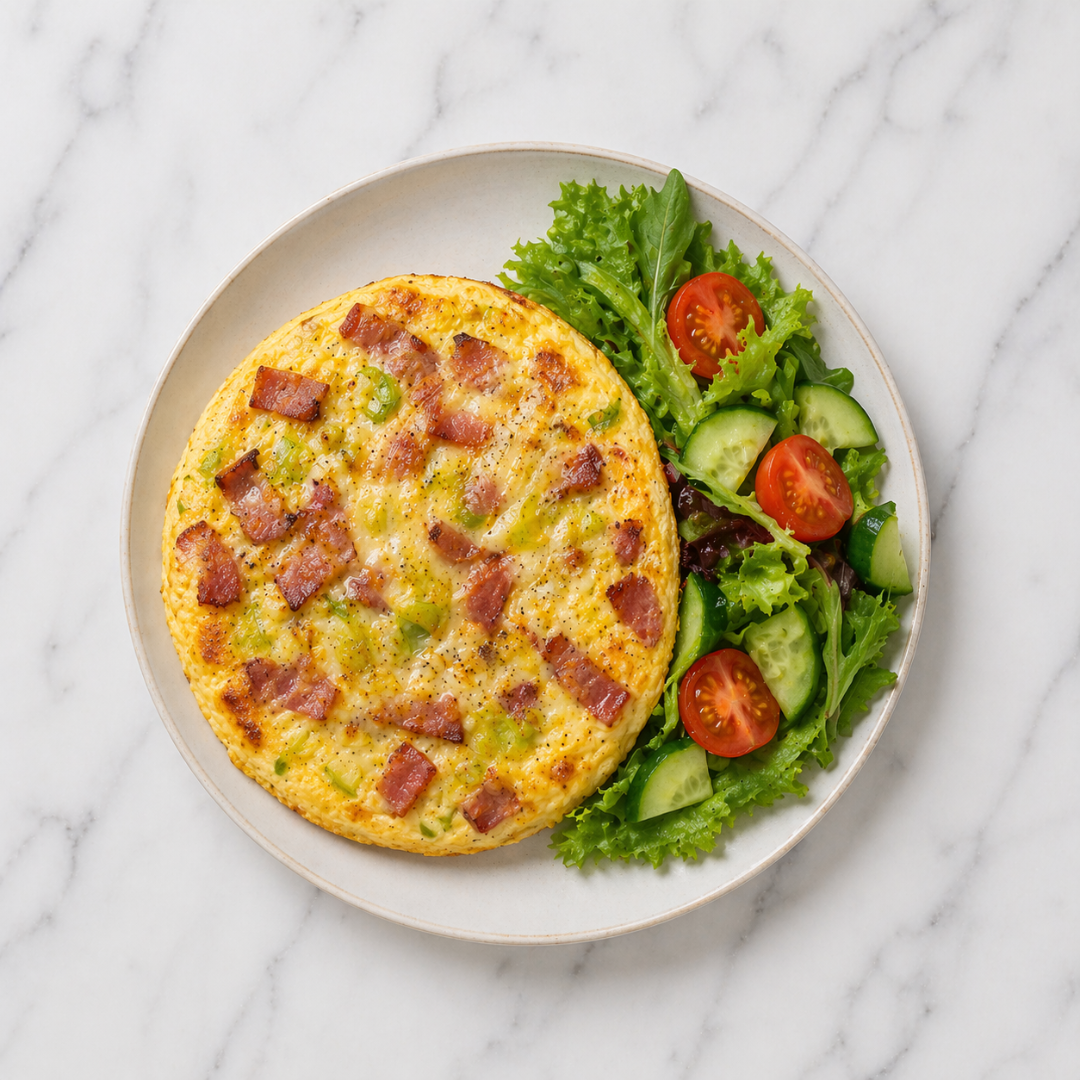 Bacon, Leek and Cheese Frittata Salad