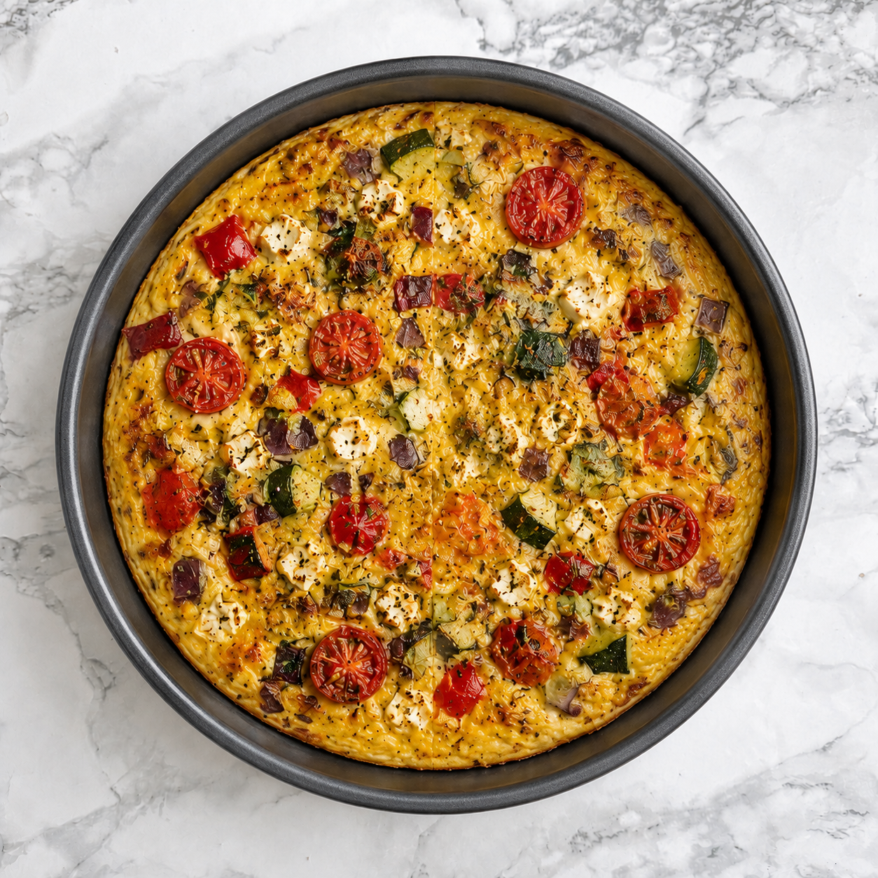 Roasted Mediterranean Veg Crustless Quiche