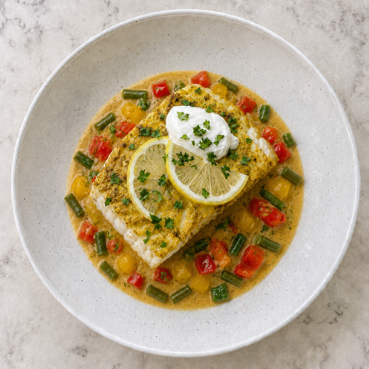 One Tray Korma Style Cod with Rice
