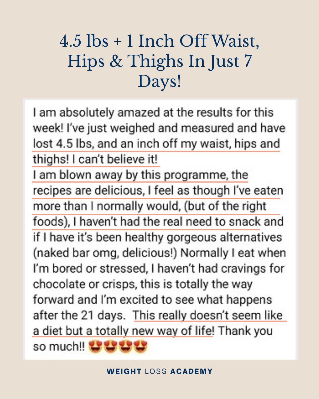 21 Day Reset - Written Testimonial - 4.5lbs lost in 7 days