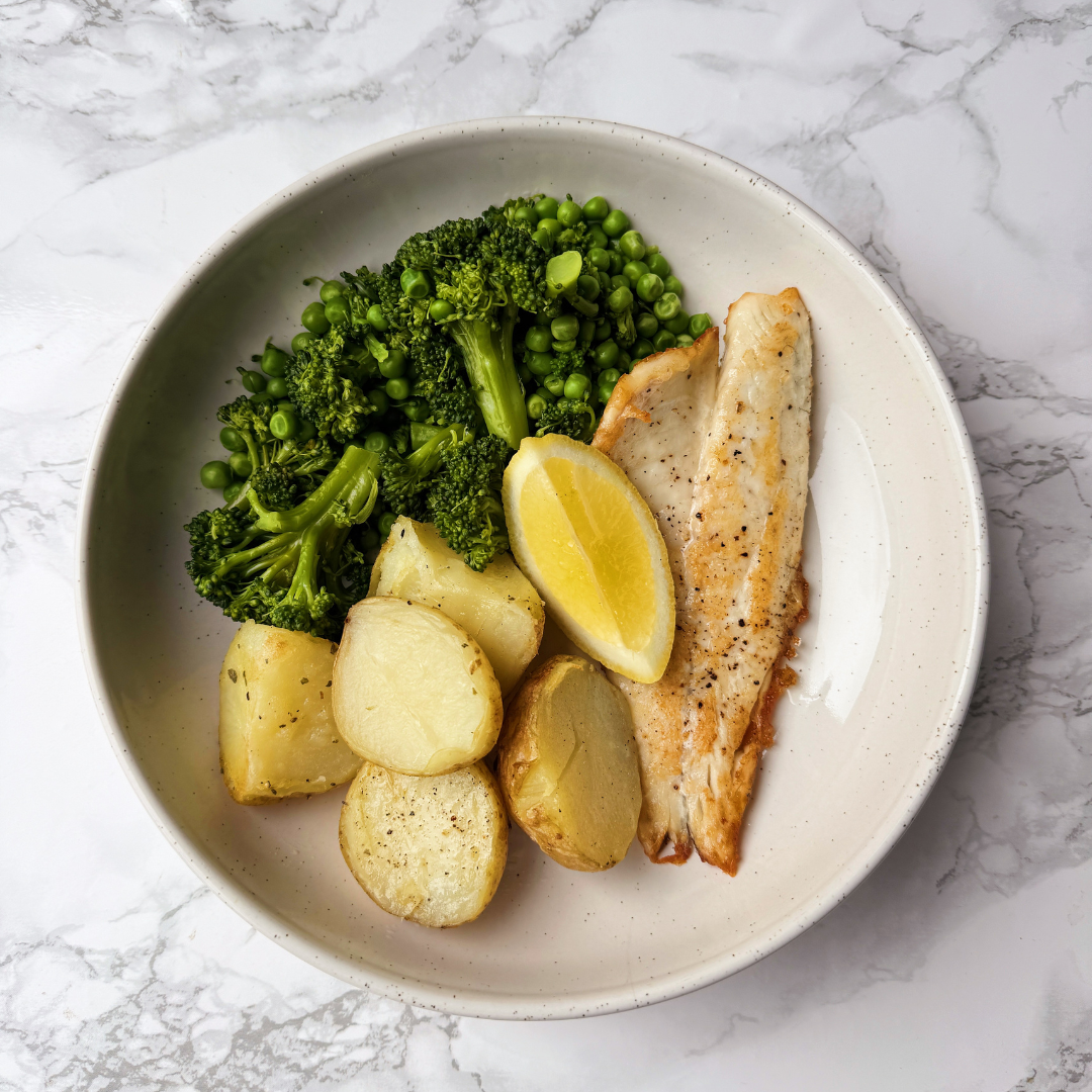 Lemon Seabass with Herby Potatoes & Greens