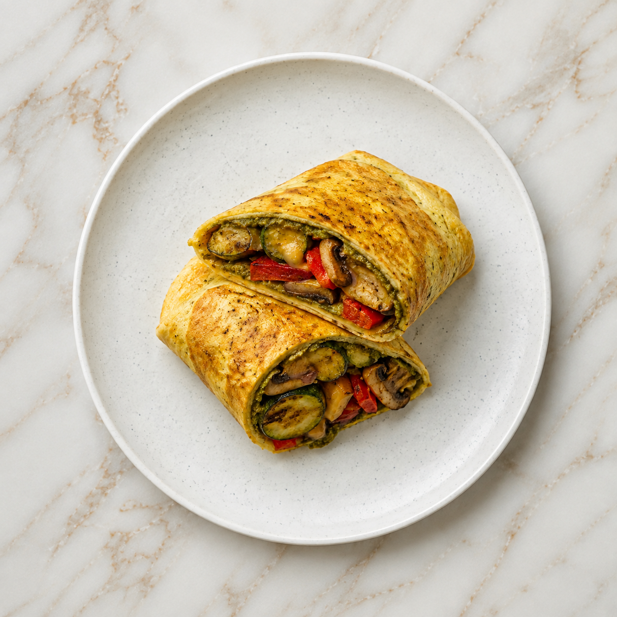 Pesto and Roasted Veg Omelette Wrap